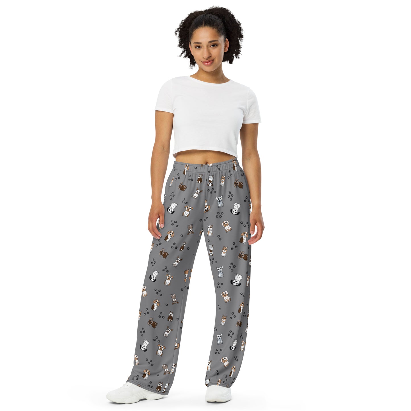 Puppies Cuteness Wide Leg Pants
