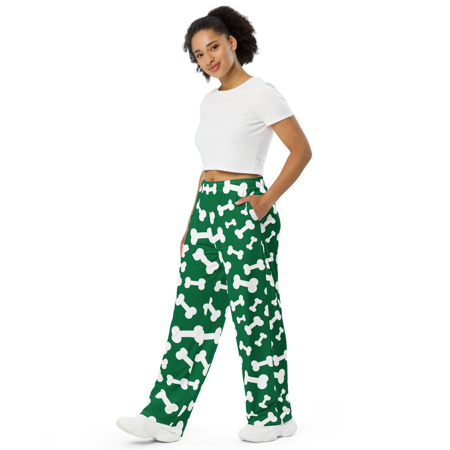 Dog Bone Print Super Soft Wide-leg Pajama/Sweats Bottoms