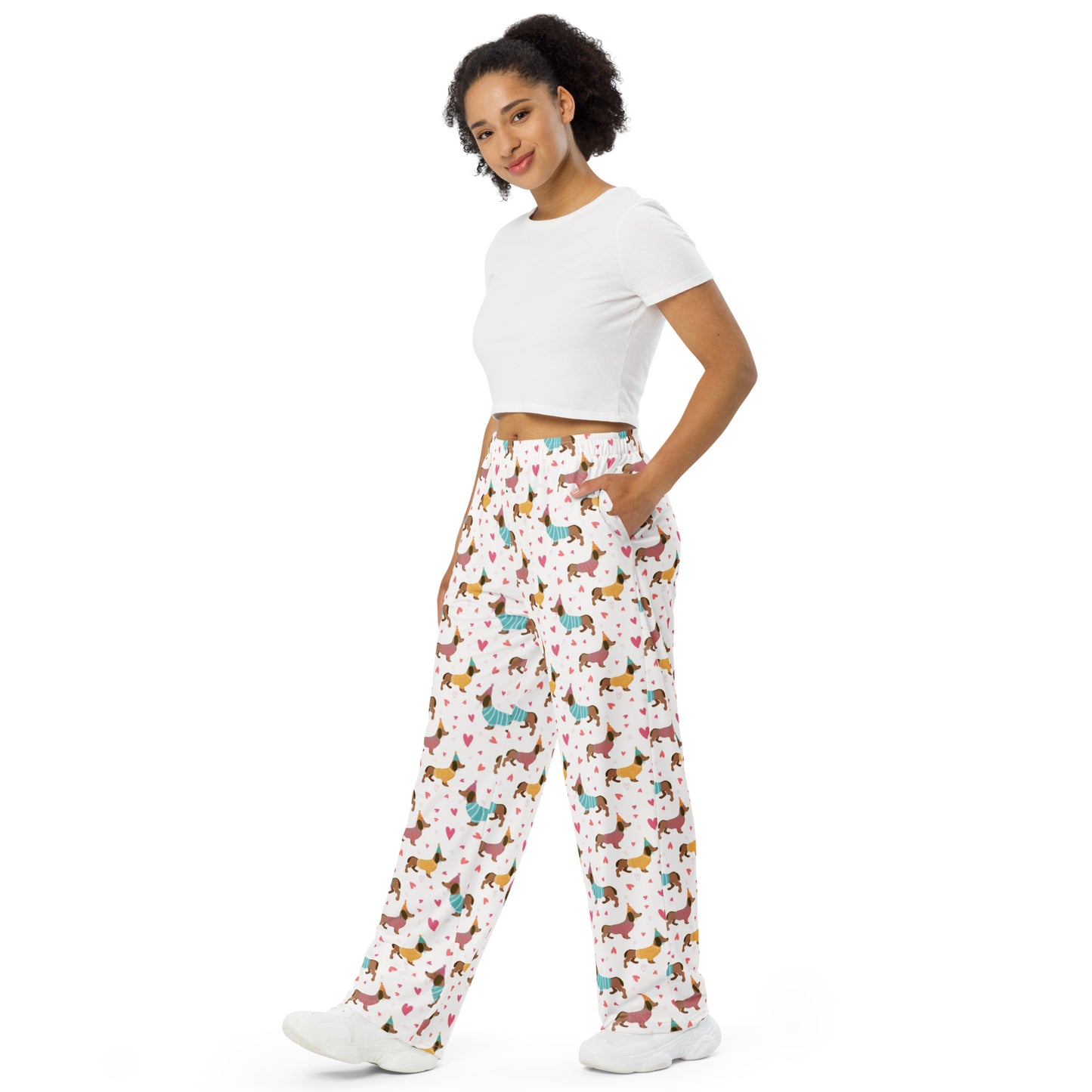 Dog Party Themed Super Soft Wide-leg Pajama/Sweats Bottoms
