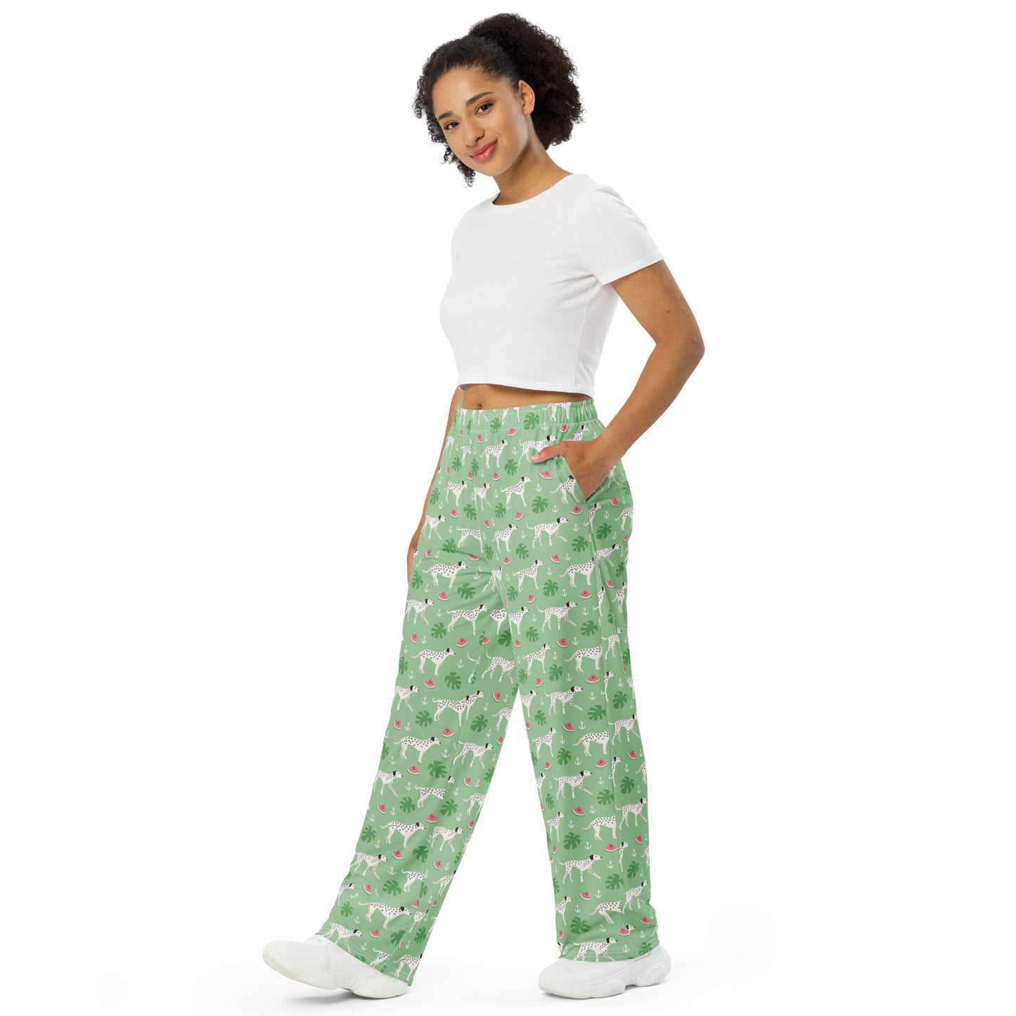 Dog and Watermelon Lovers Super Soft Wide-leg Pajama/Sweats Bottoms
