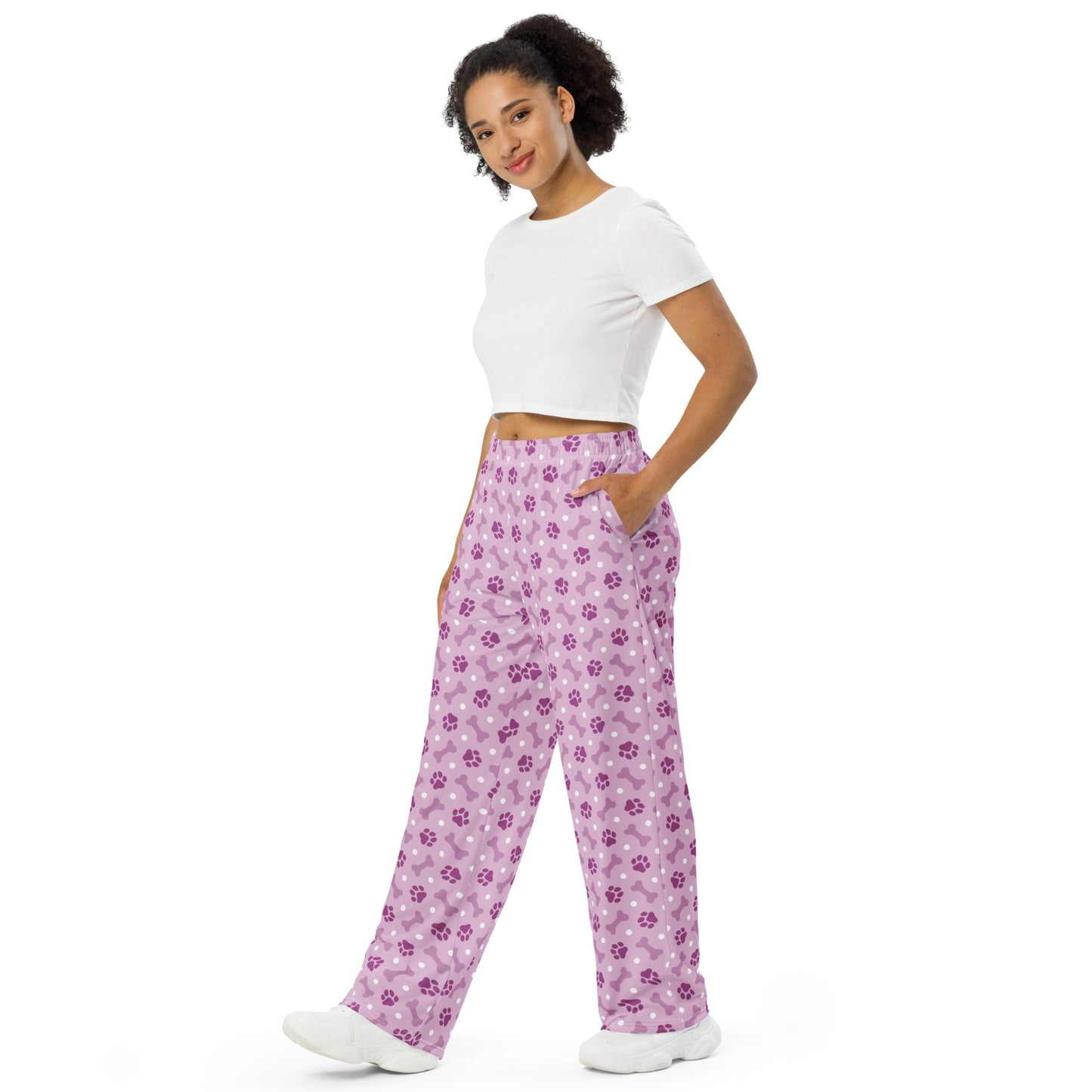 Paws & Bone Print Super Soft Wide-leg Pajama/Sweats Bottoms