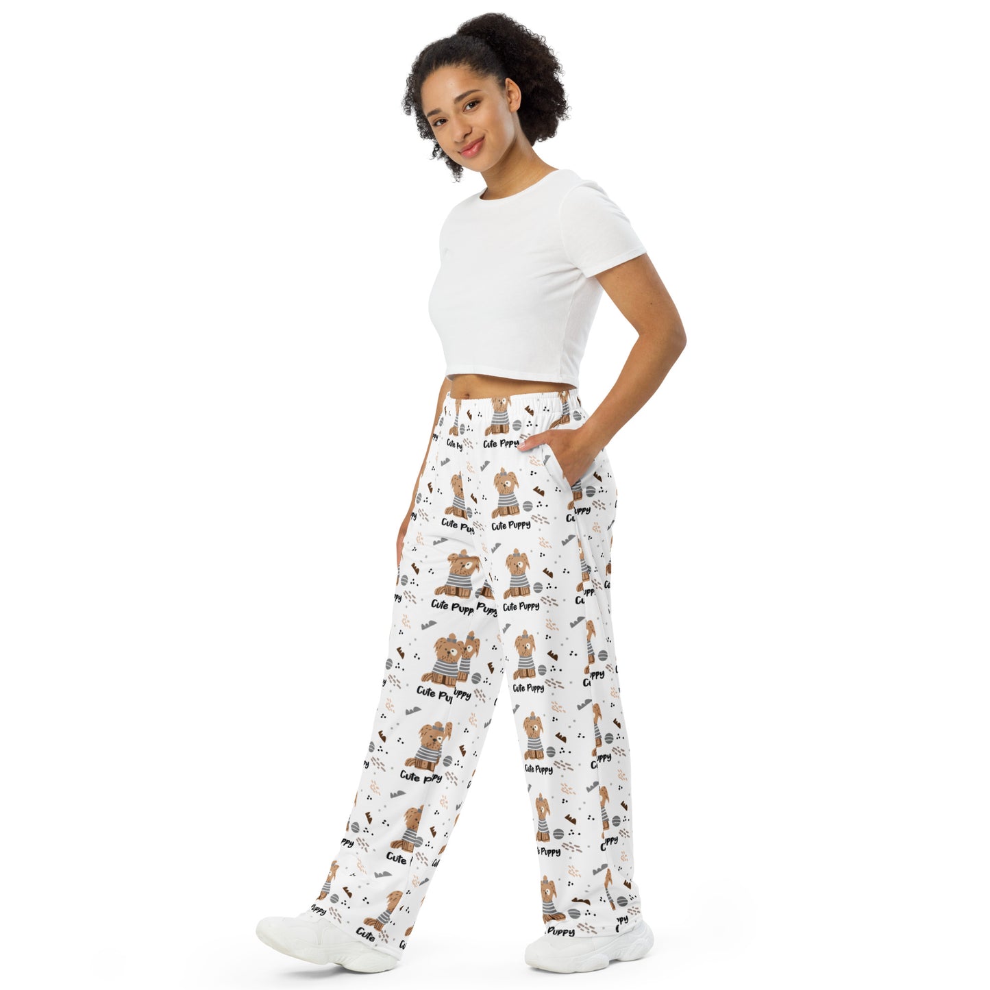 Cute Puppy Wide Leg Pants
