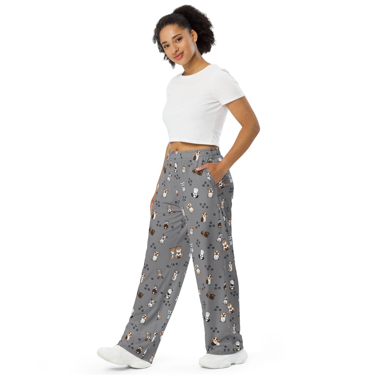 Puppies Cuteness Wide Leg Pants