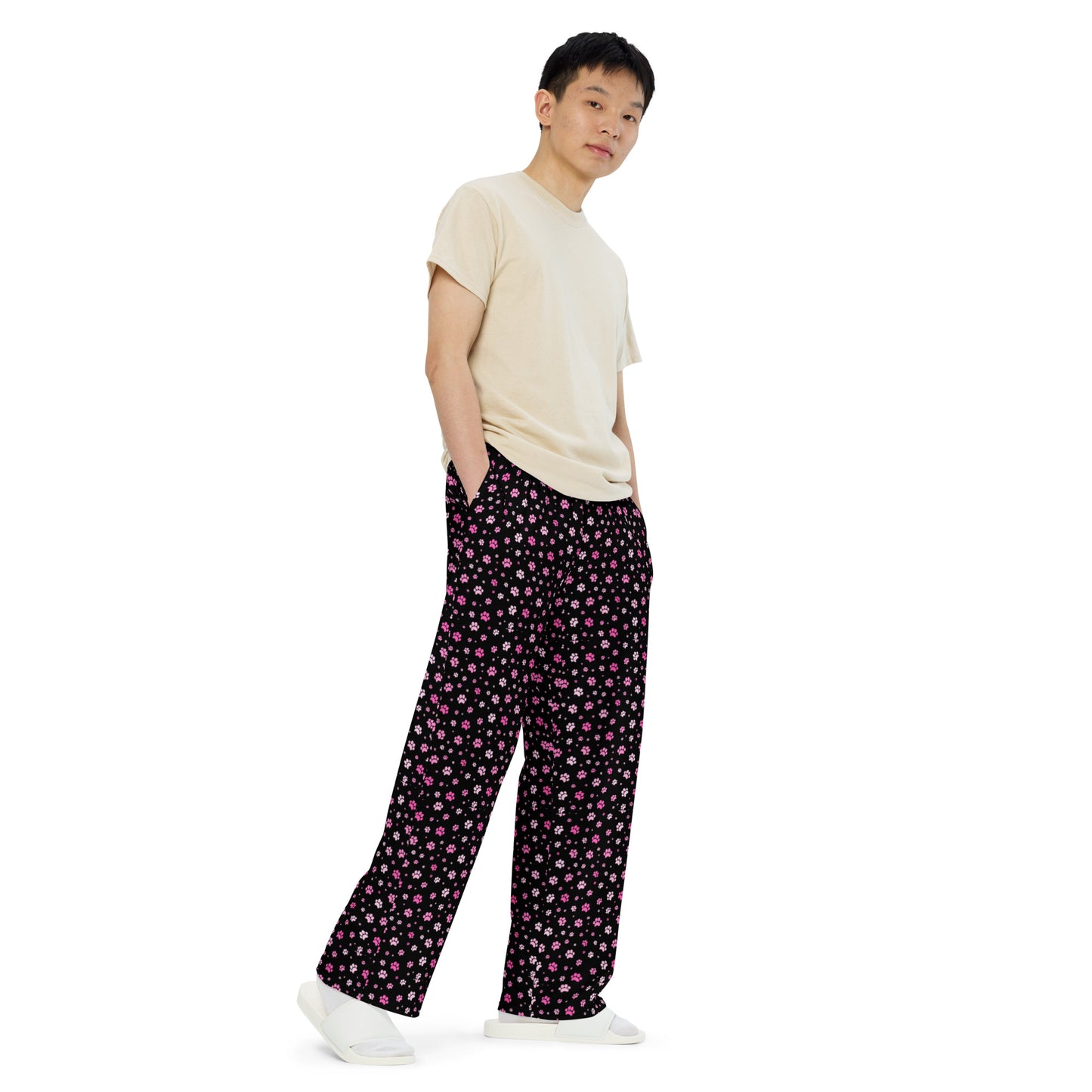 Pink Paws Super Soft Wide-leg Pajama/Sweats Bottoms