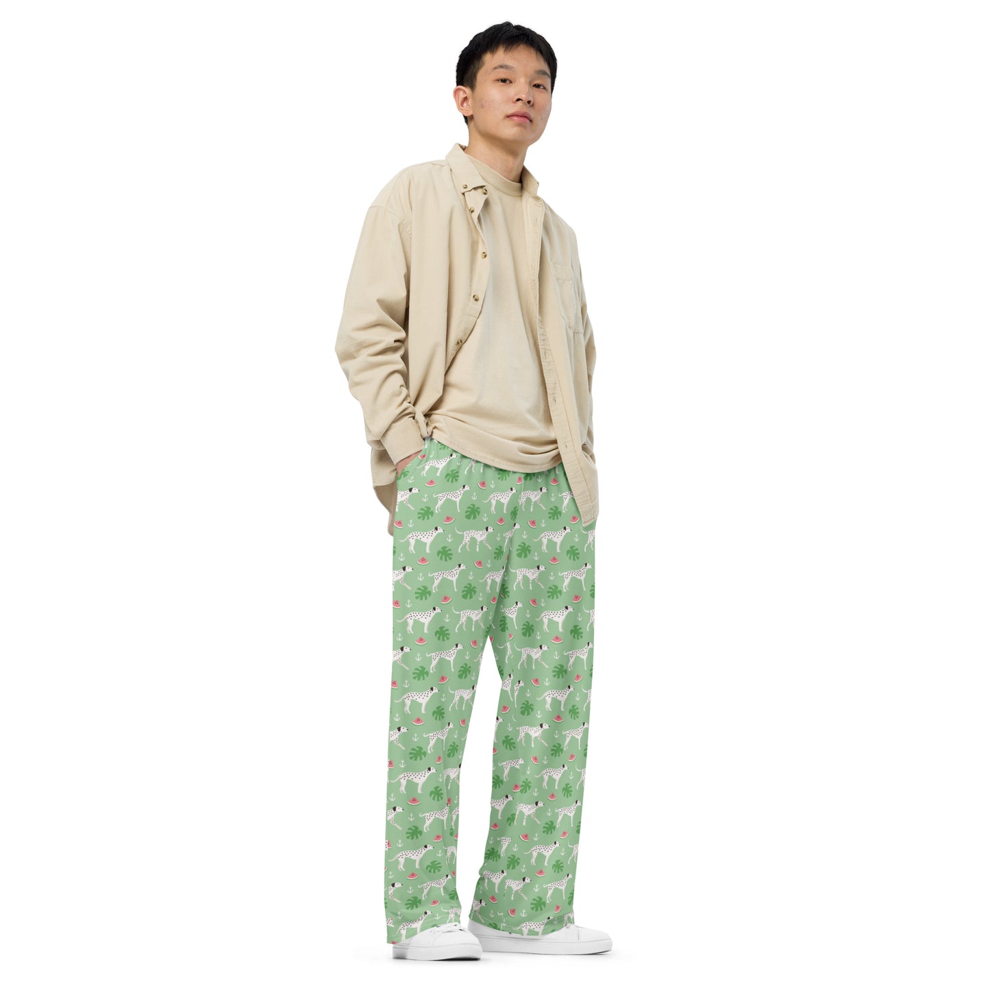 Dog and Watermelon Lovers Super Soft Wide-leg Pajama/Sweats Bottoms
