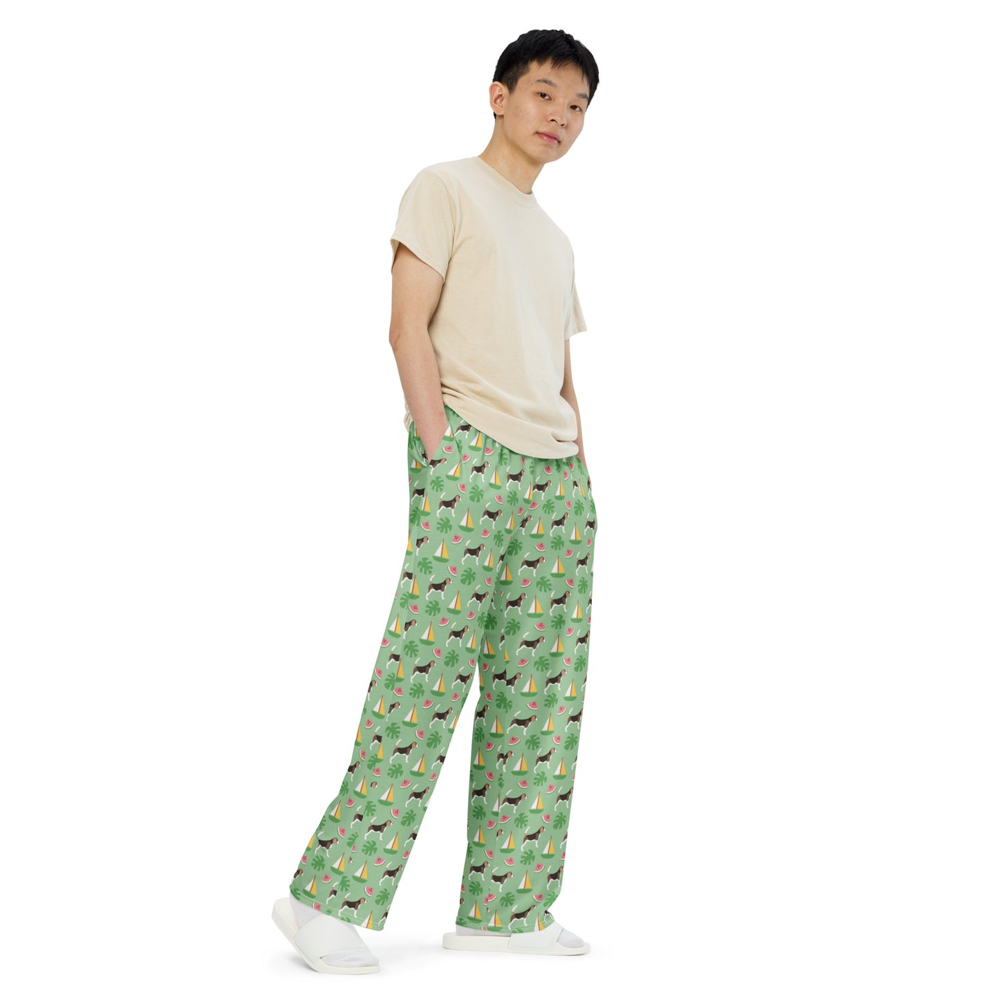 Dog Lovers Tropical Paradise Super Soft Wide-leg Pajama/Sweats Bottoms