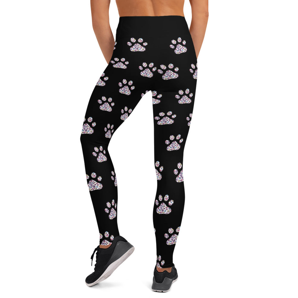 Heart Paw Prints Yoga Leggings for Dog Lovers