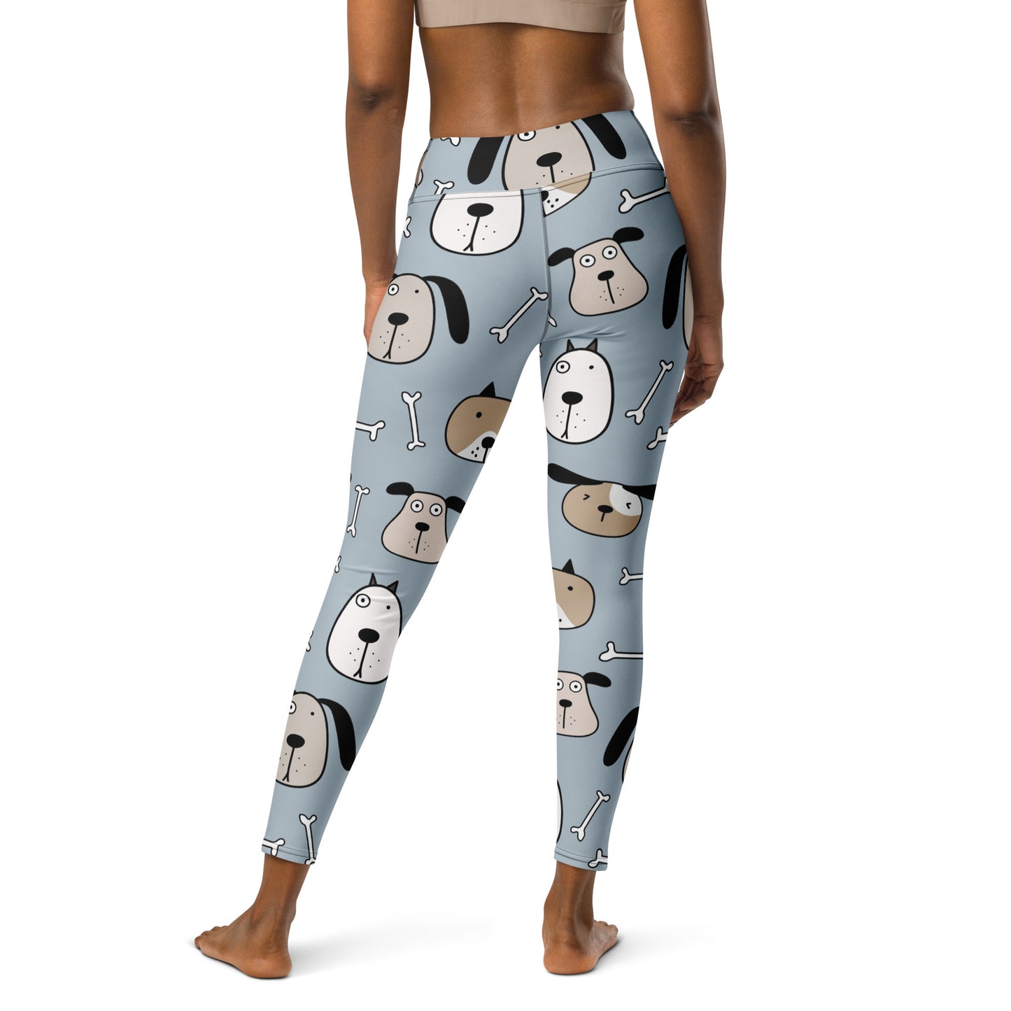 Dog Face & Bone Pattern Yoga Leggings for Dog Lovers