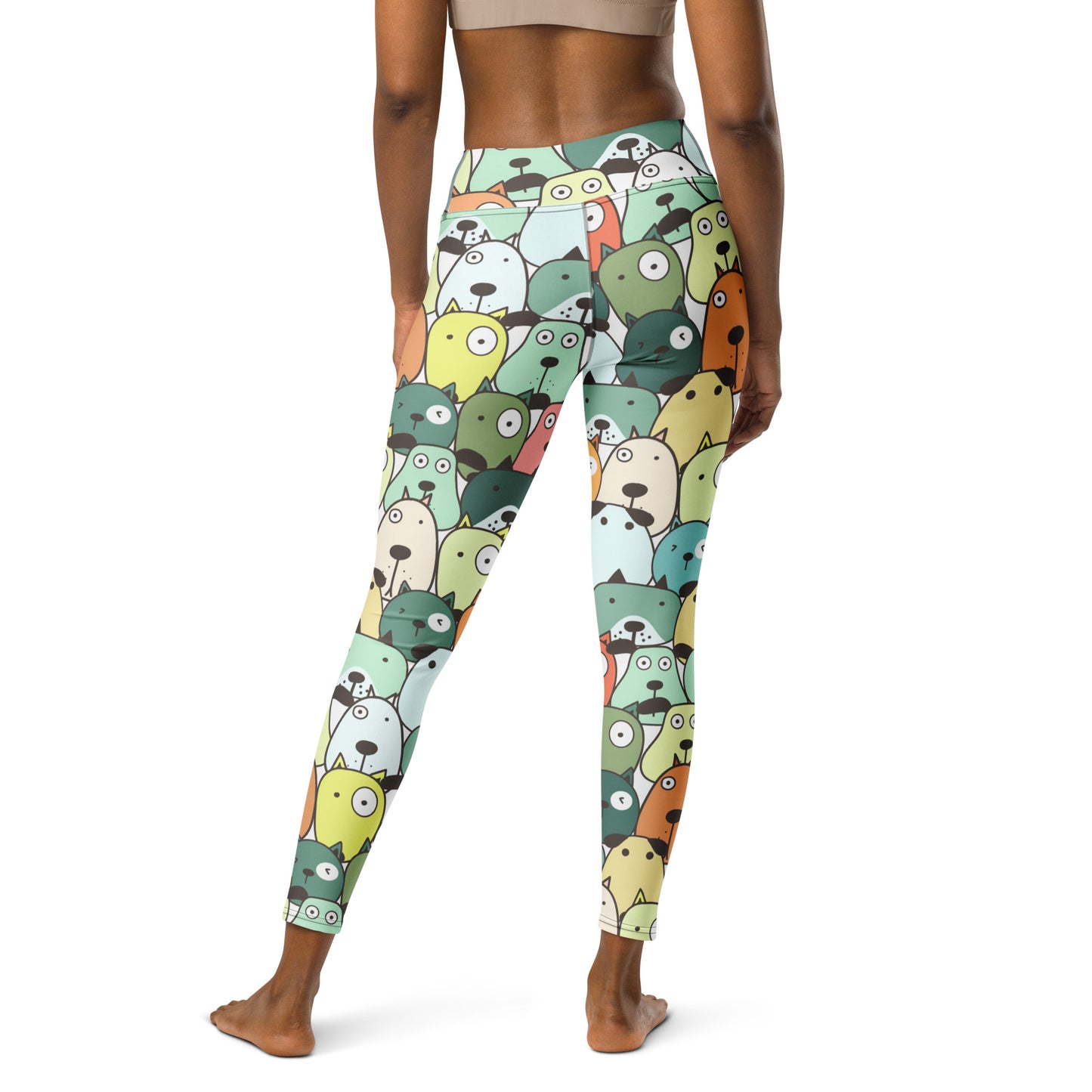 Winking Dog Face Patter Yoga Leggings for Dog Lovers
