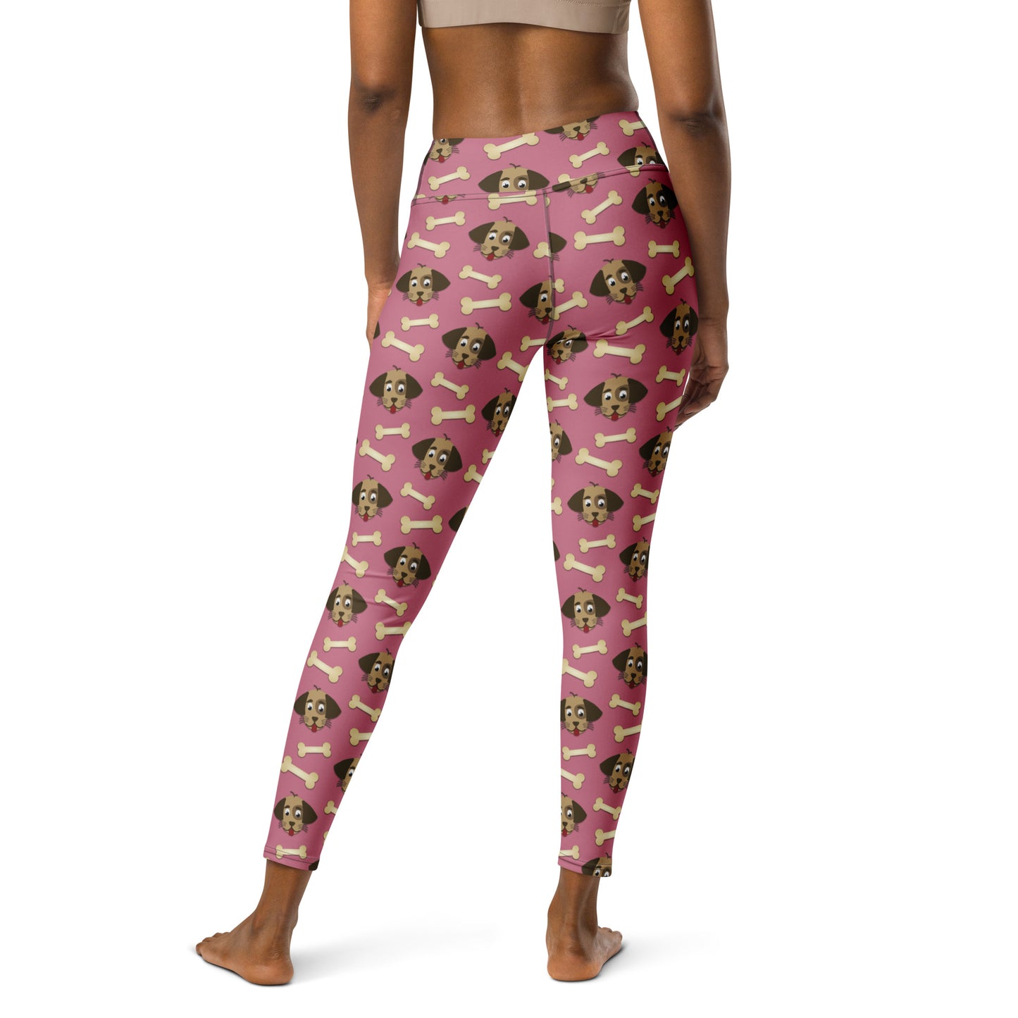 Cute Dog Face & Bone Pattern Yoga Leggings for Dog Mom