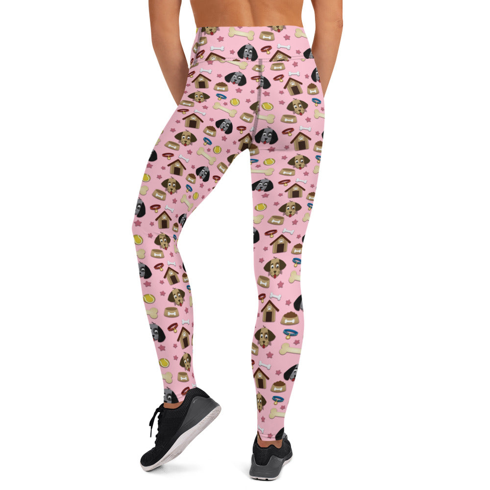 Dog Face, Bone & Dog House Pattern Yoga Leggings