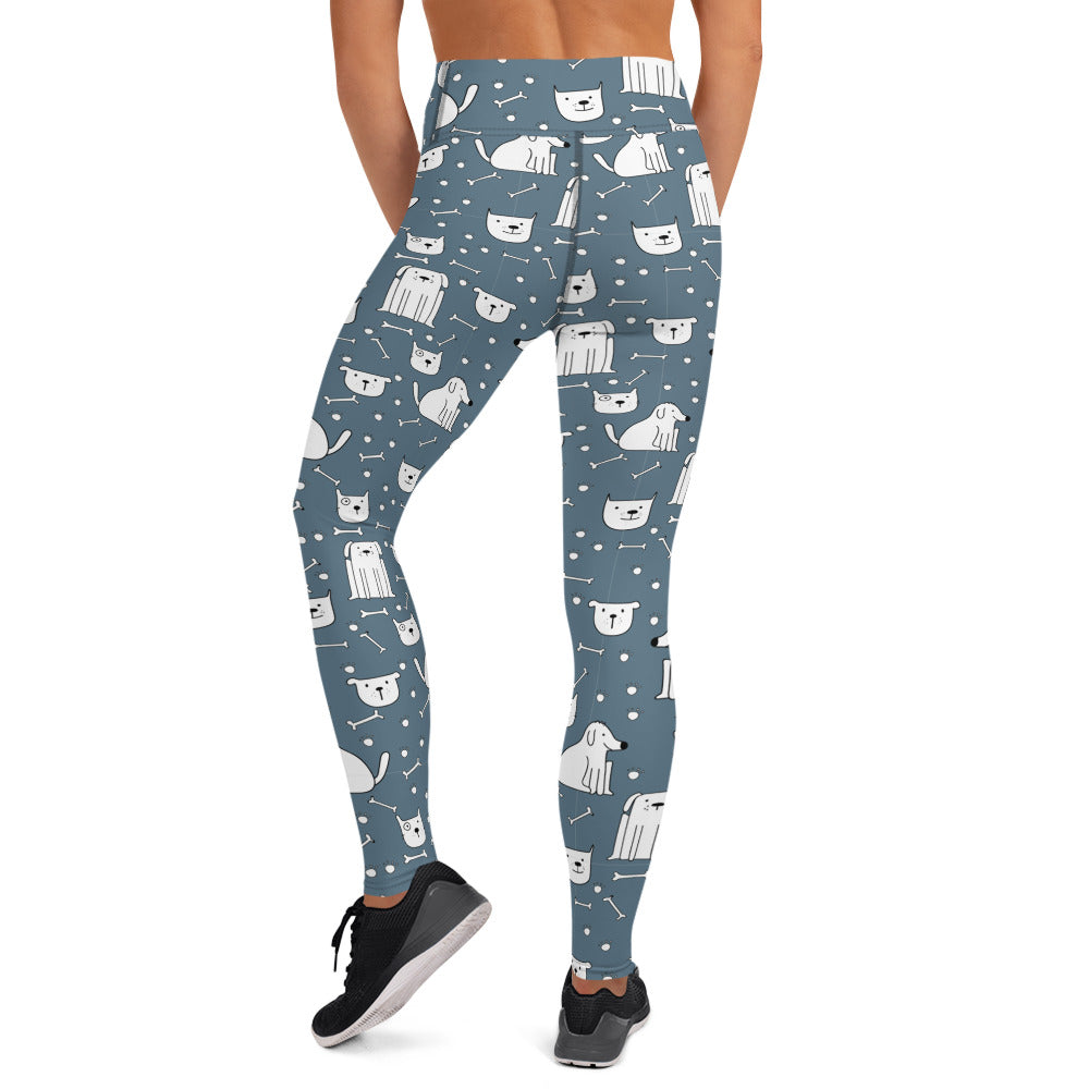Blue Dog Doodles Yoga Leggings