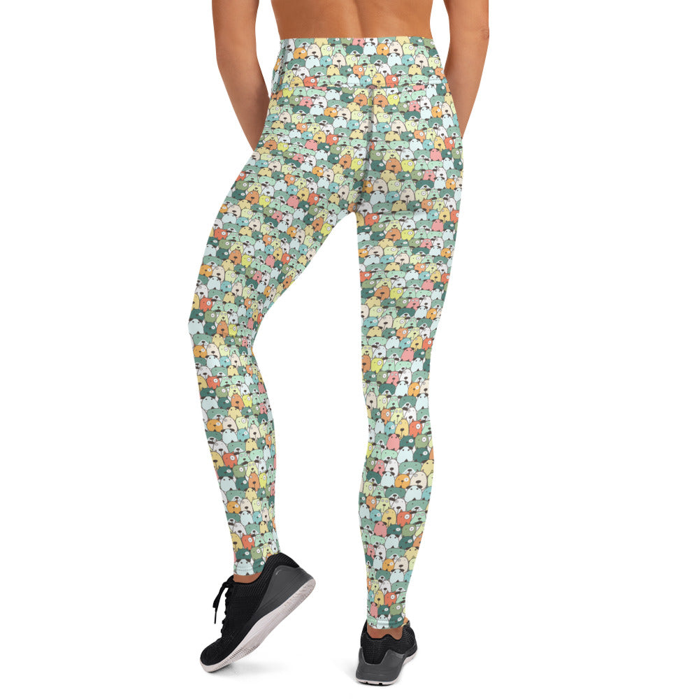 Shades of Green Dogs Yoga Leggings