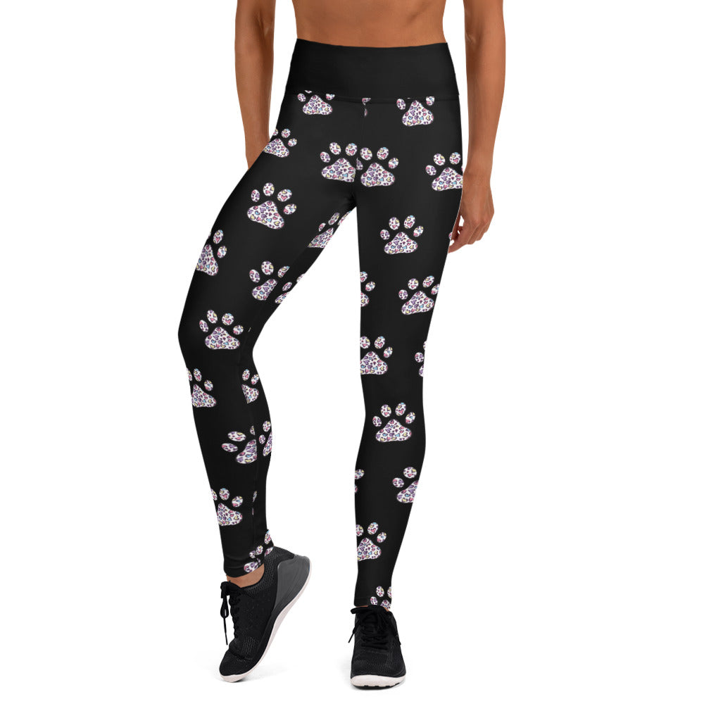 Heart Paw Prints Yoga Leggings for Dog Lovers