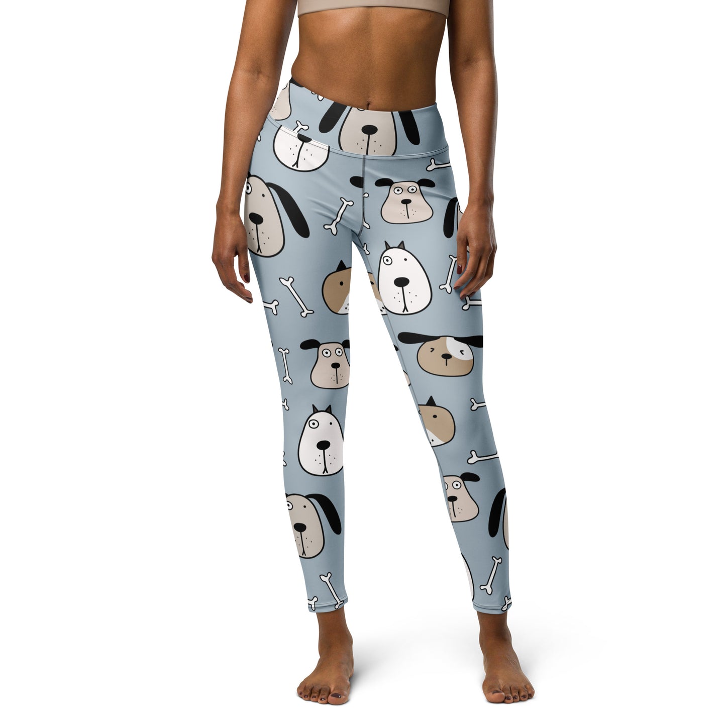 Dog Face & Bone Pattern Yoga Leggings for Dog Lovers