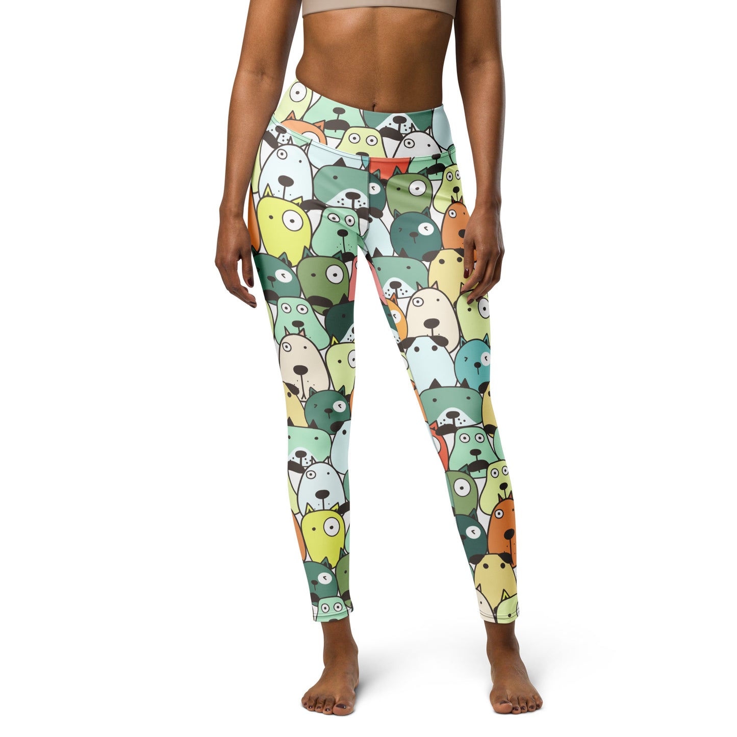 Winking Dog Face Patter Yoga Leggings for Dog Lovers
