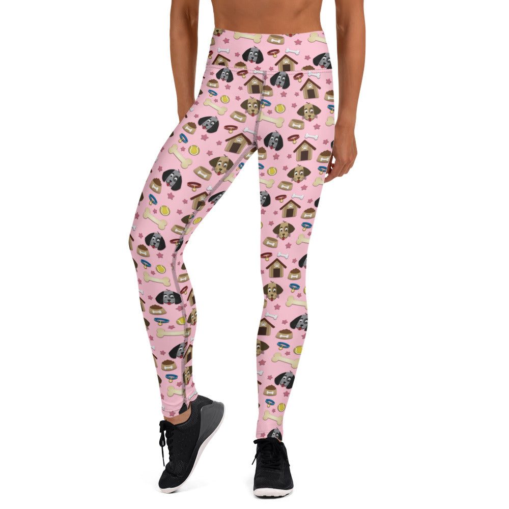 Dog Face, Bone & Dog House Pattern Yoga Leggings