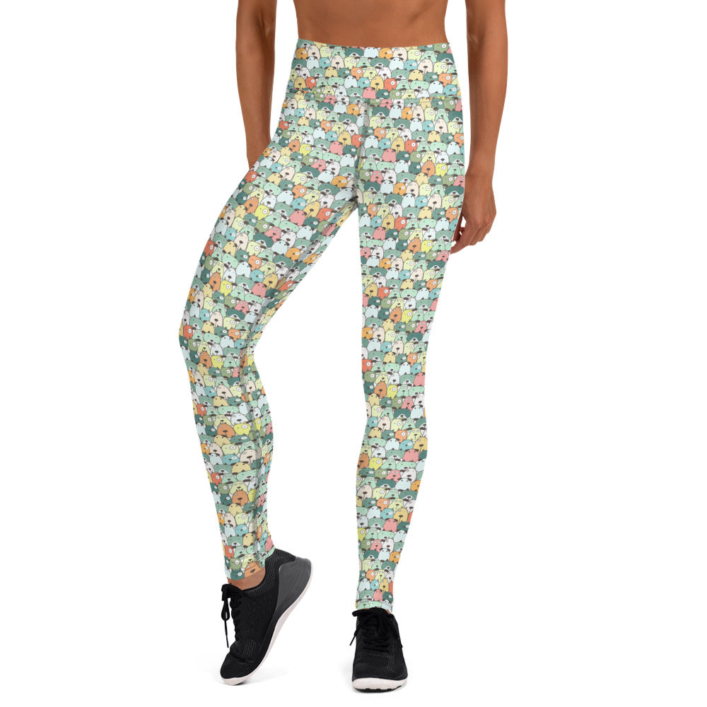 Shades of Green Dogs Yoga Leggings