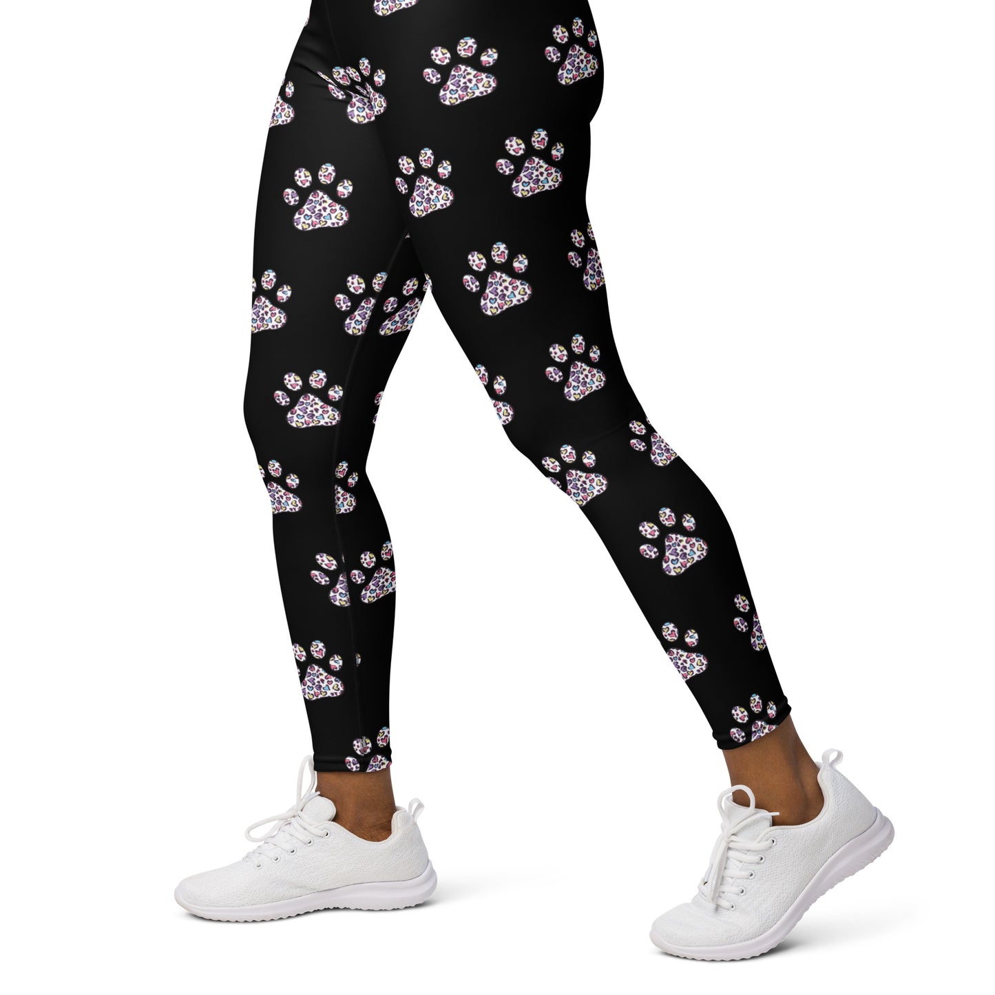 Heart Paw Prints Yoga Leggings for Dog Lovers