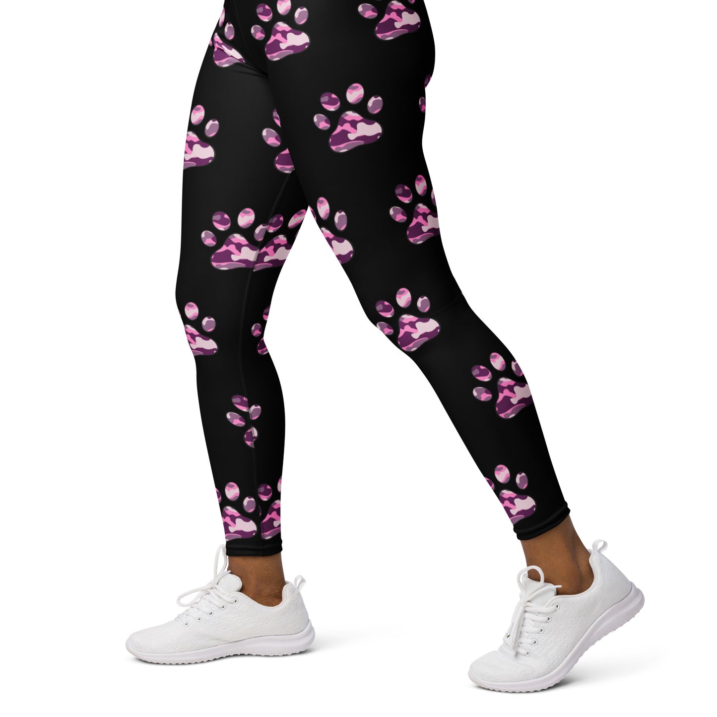Pink Camouflage Paw Print Yoga Leggings