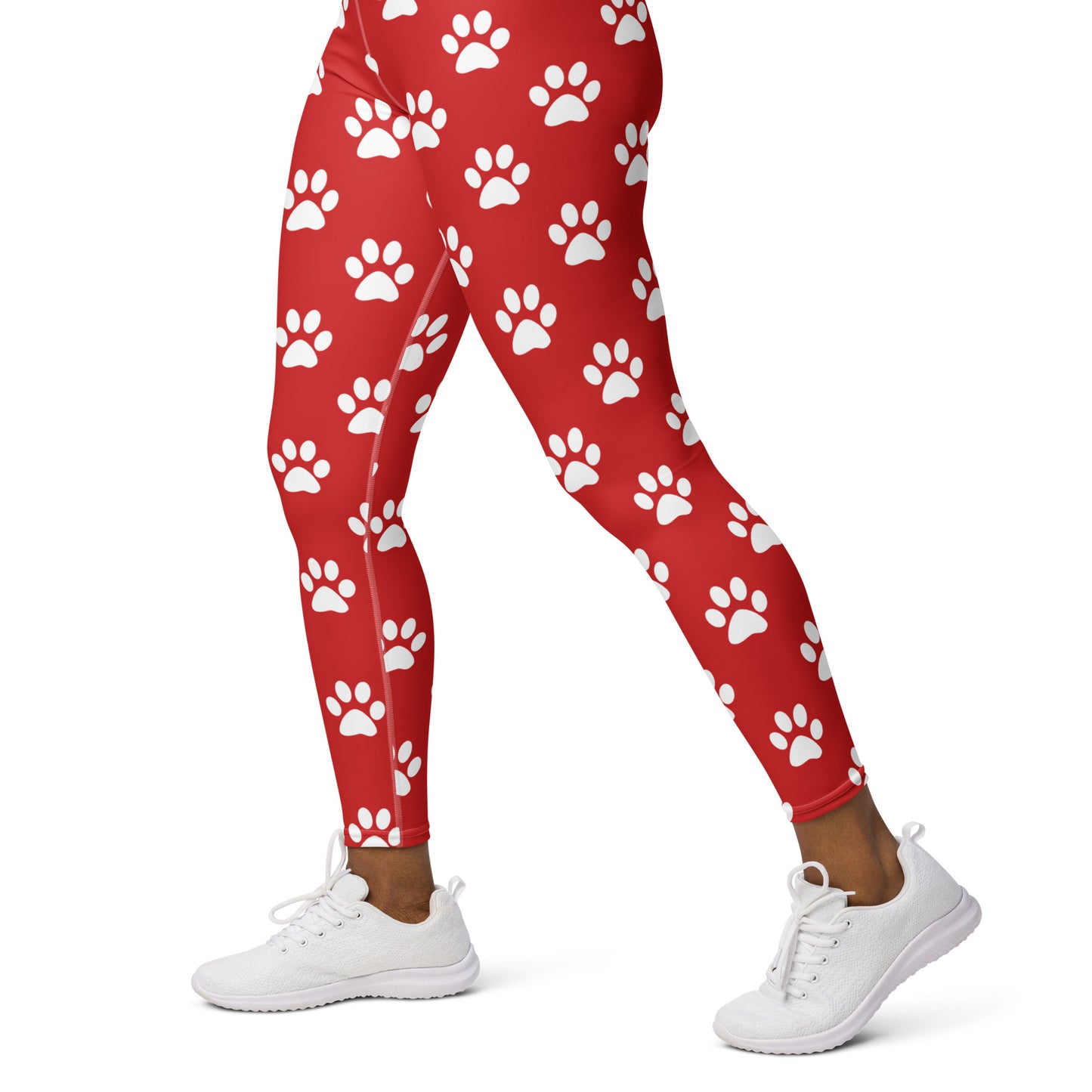 Red Paw Print Yoga Leggings for Dog Lovers