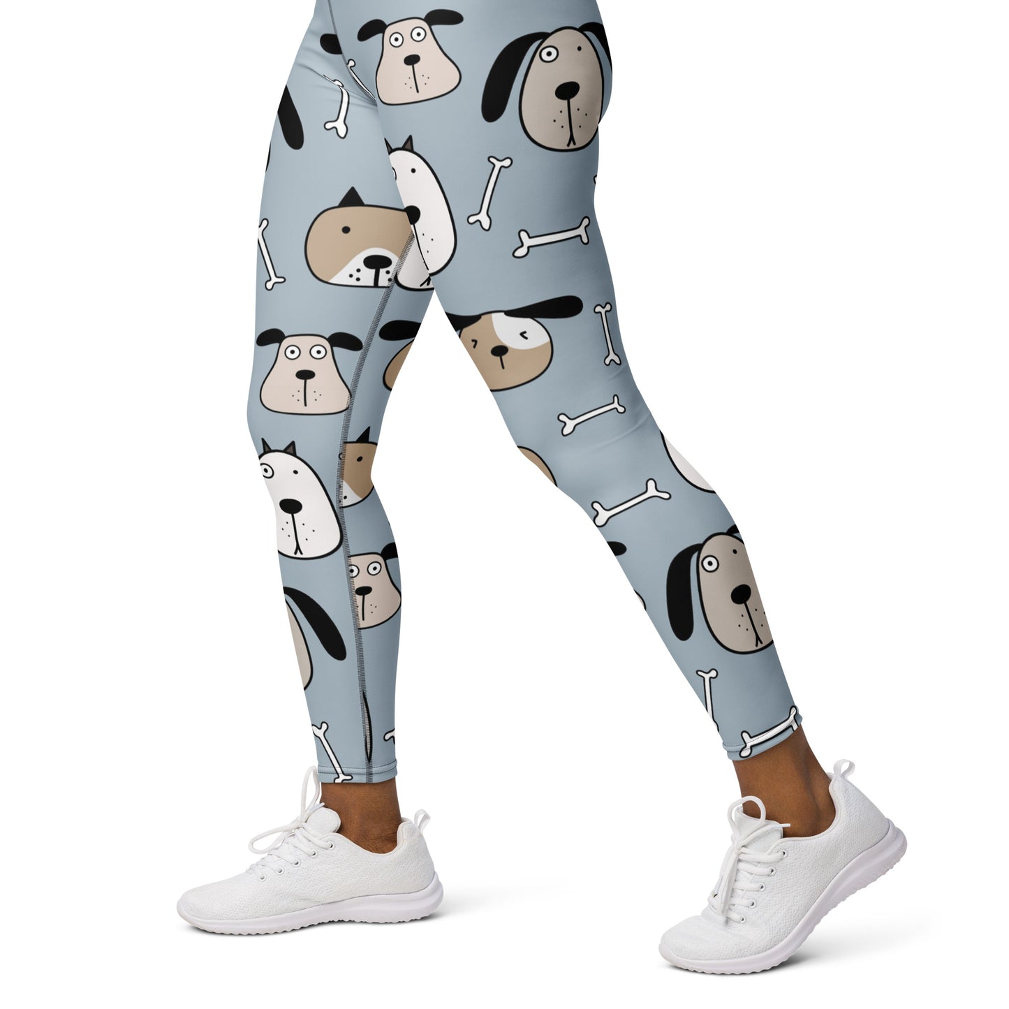Dog Face & Bone Pattern Yoga Leggings for Dog Lovers