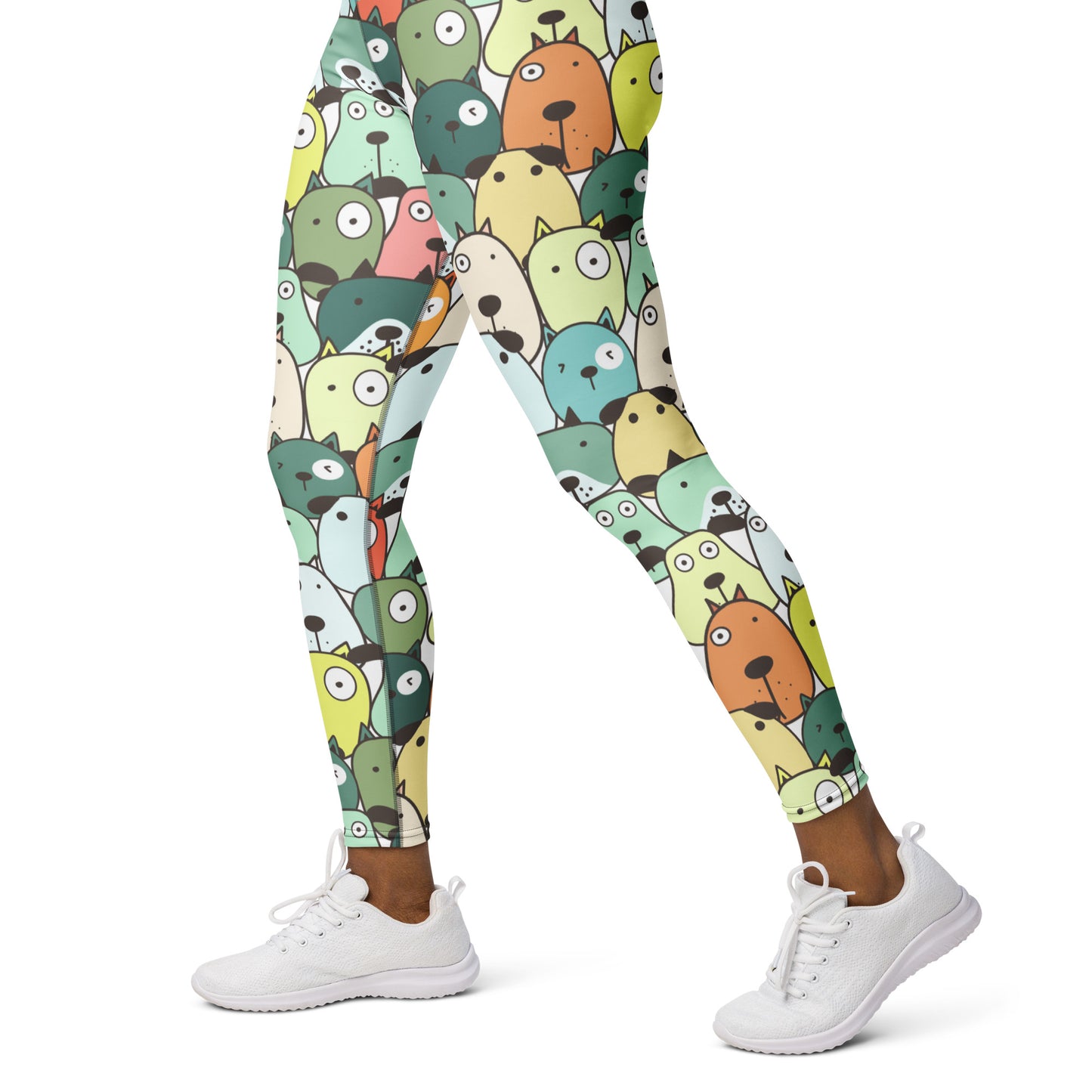 Winking Dog Face Patter Yoga Leggings for Dog Lovers