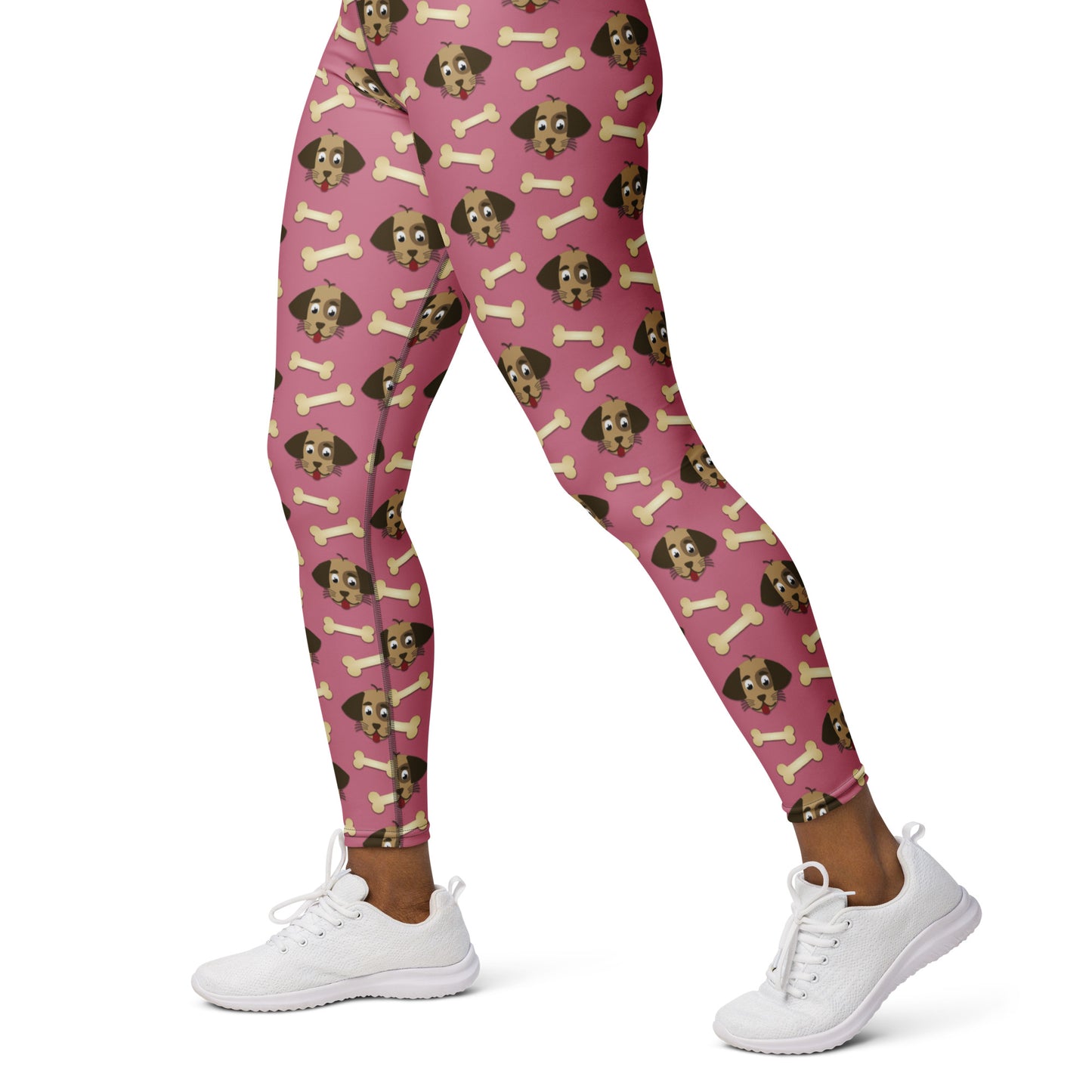 Cute Dog Face & Bone Pattern Yoga Leggings for Dog Mom