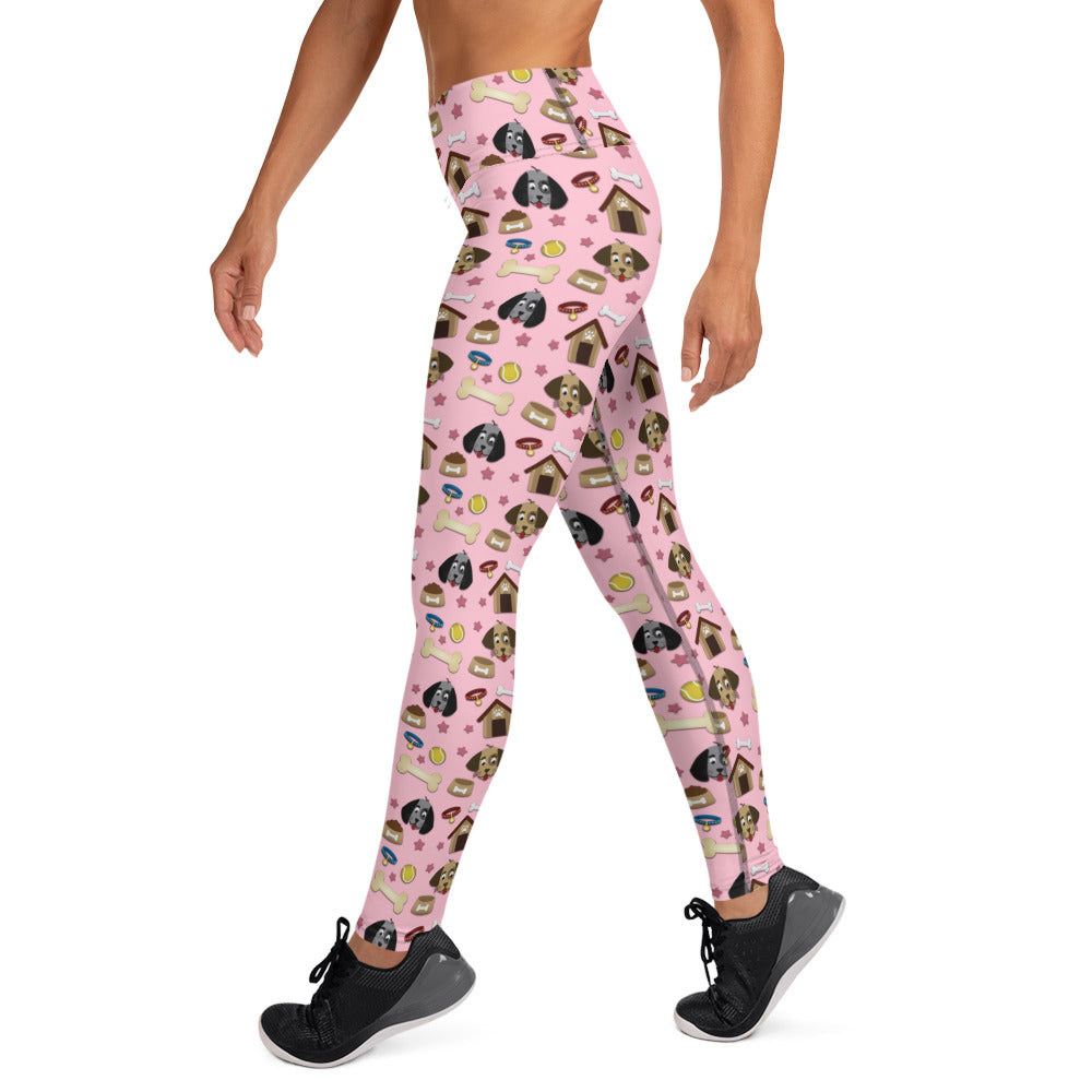 Dog Face, Bone & Dog House Pattern Yoga Leggings