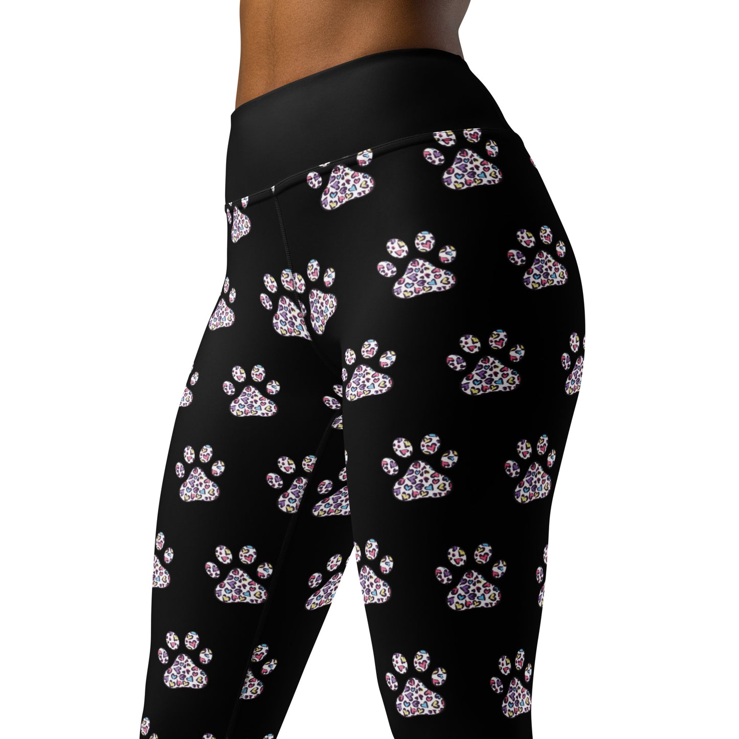 Heart Paw Prints Yoga Leggings for Dog Lovers