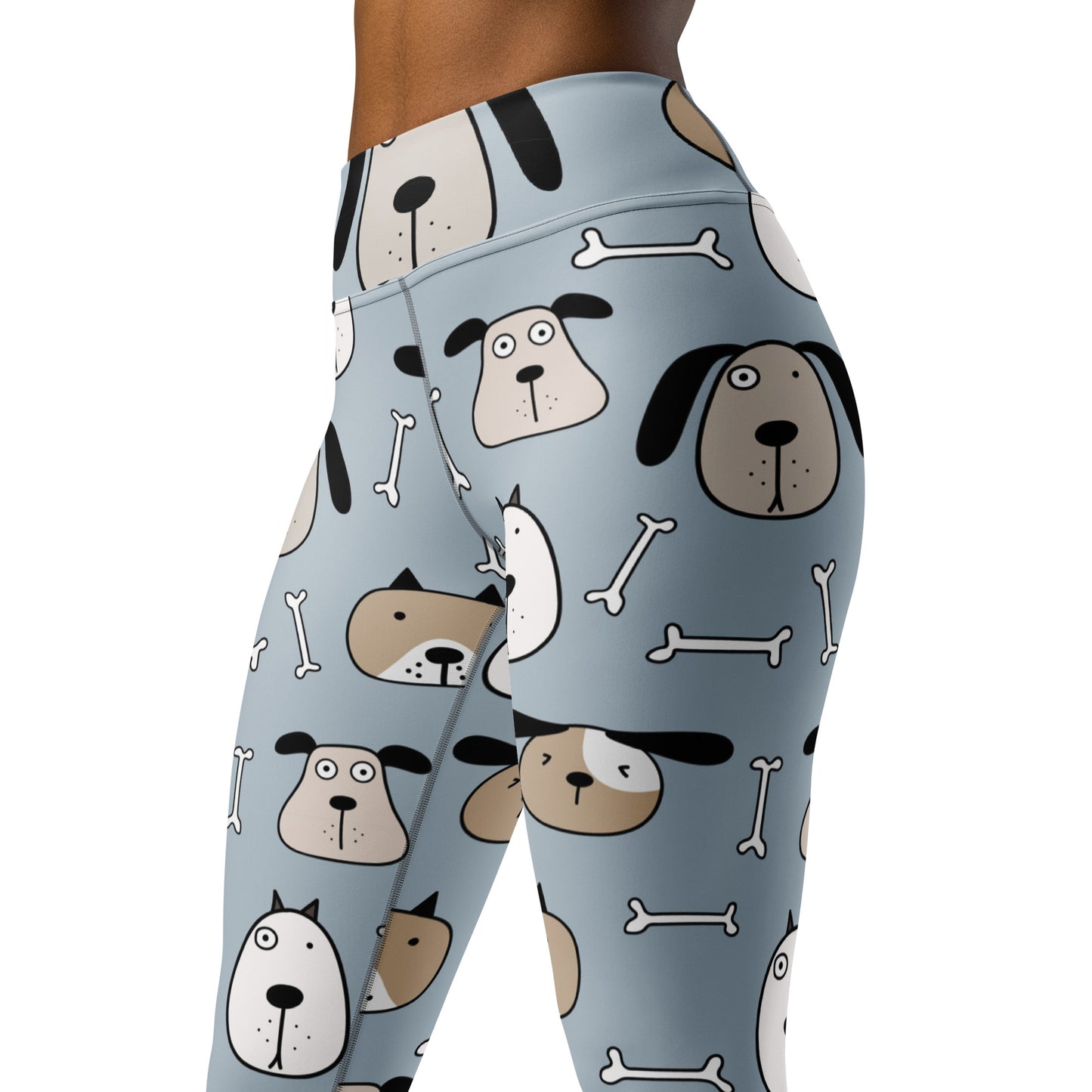 Dog Face & Bone Pattern Yoga Leggings for Dog Lovers