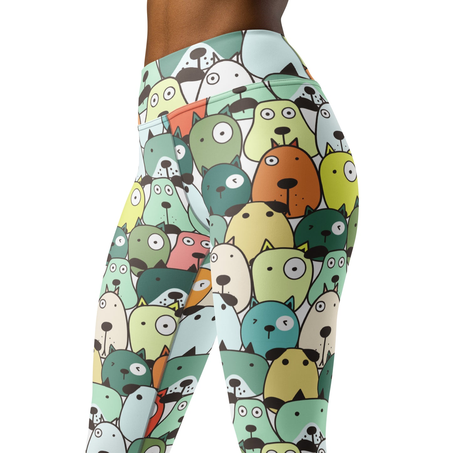 Winking Dog Face Patter Yoga Leggings for Dog Lovers
