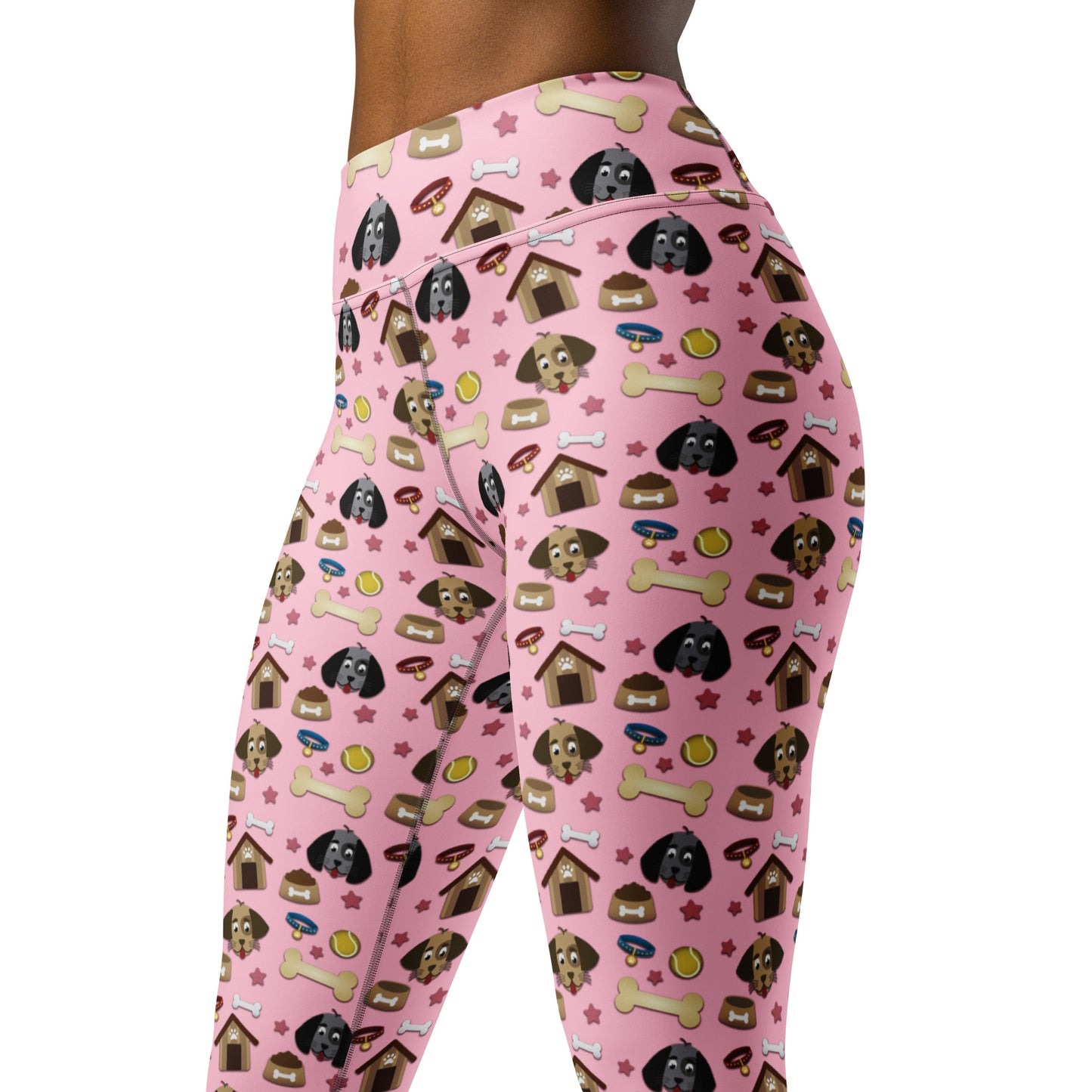 Dog Face, Bone & Dog House Pattern Yoga Leggings