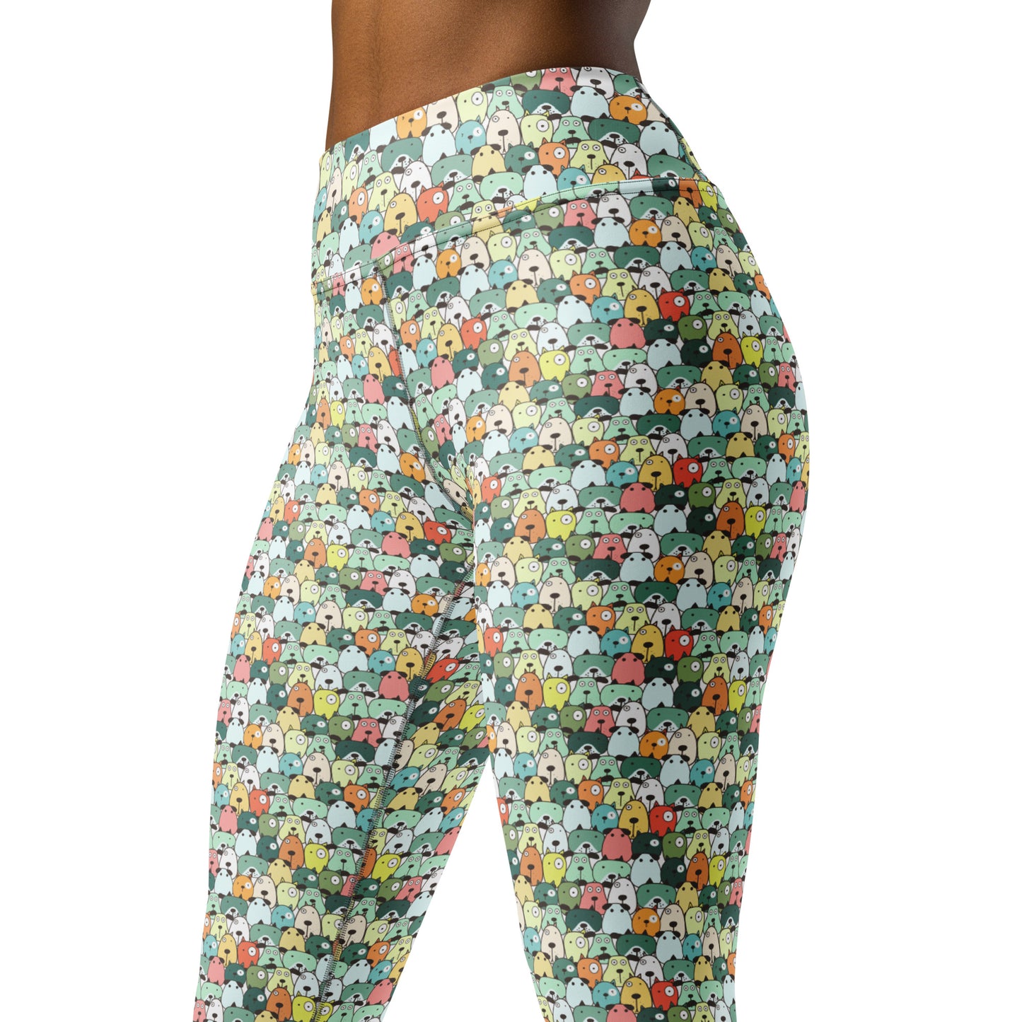 Shades of Green Dogs Yoga Leggings