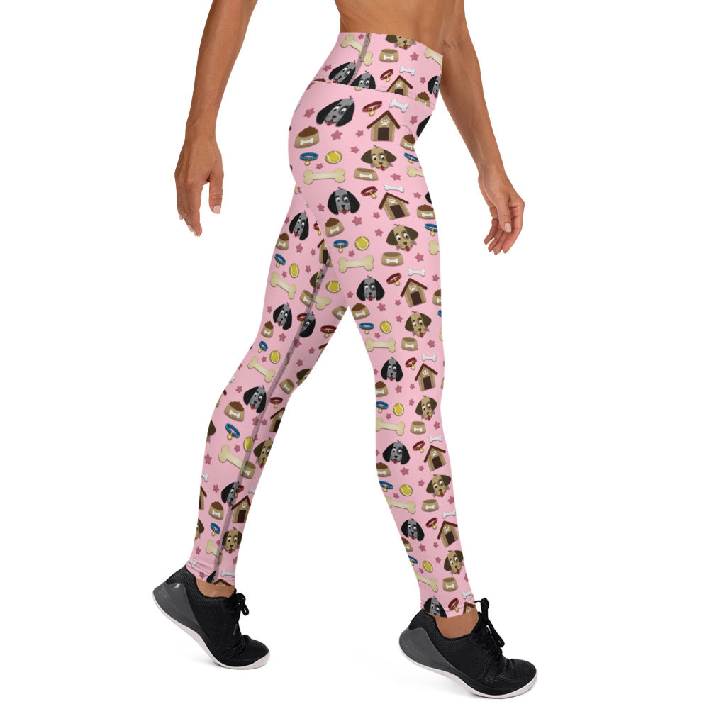 Dog Face, Bone & Dog House Pattern Yoga Leggings