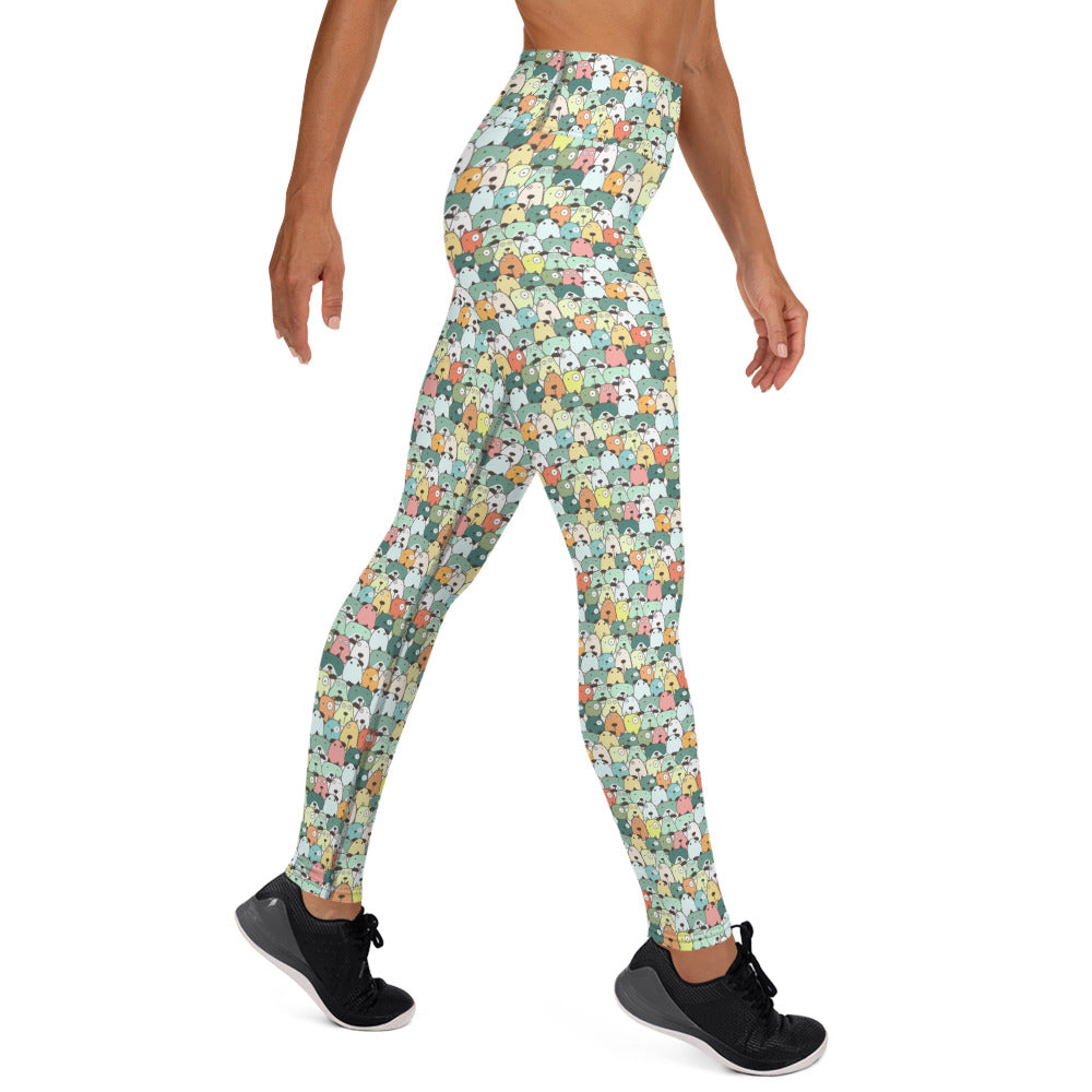 Shades of Green Dogs Yoga Leggings