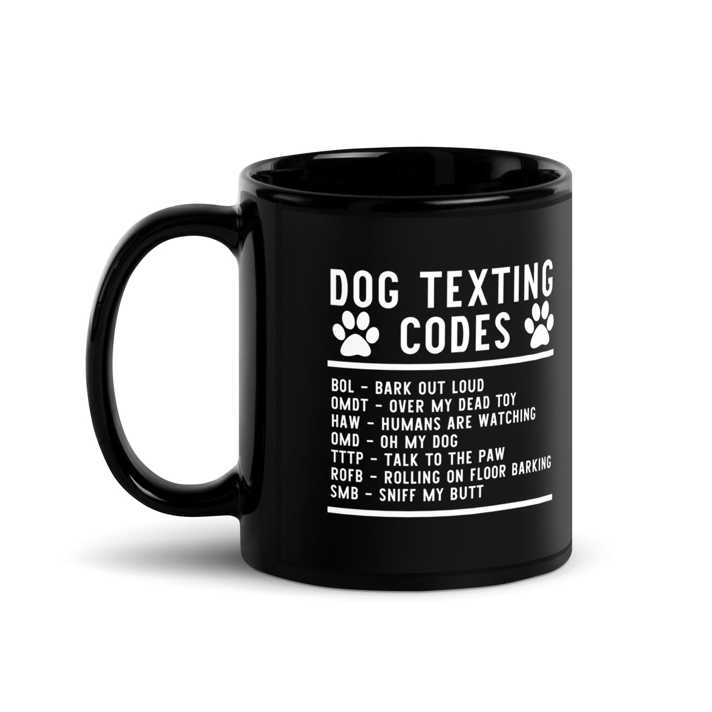 Dog Texting Codes Funny Black Glossy Mug