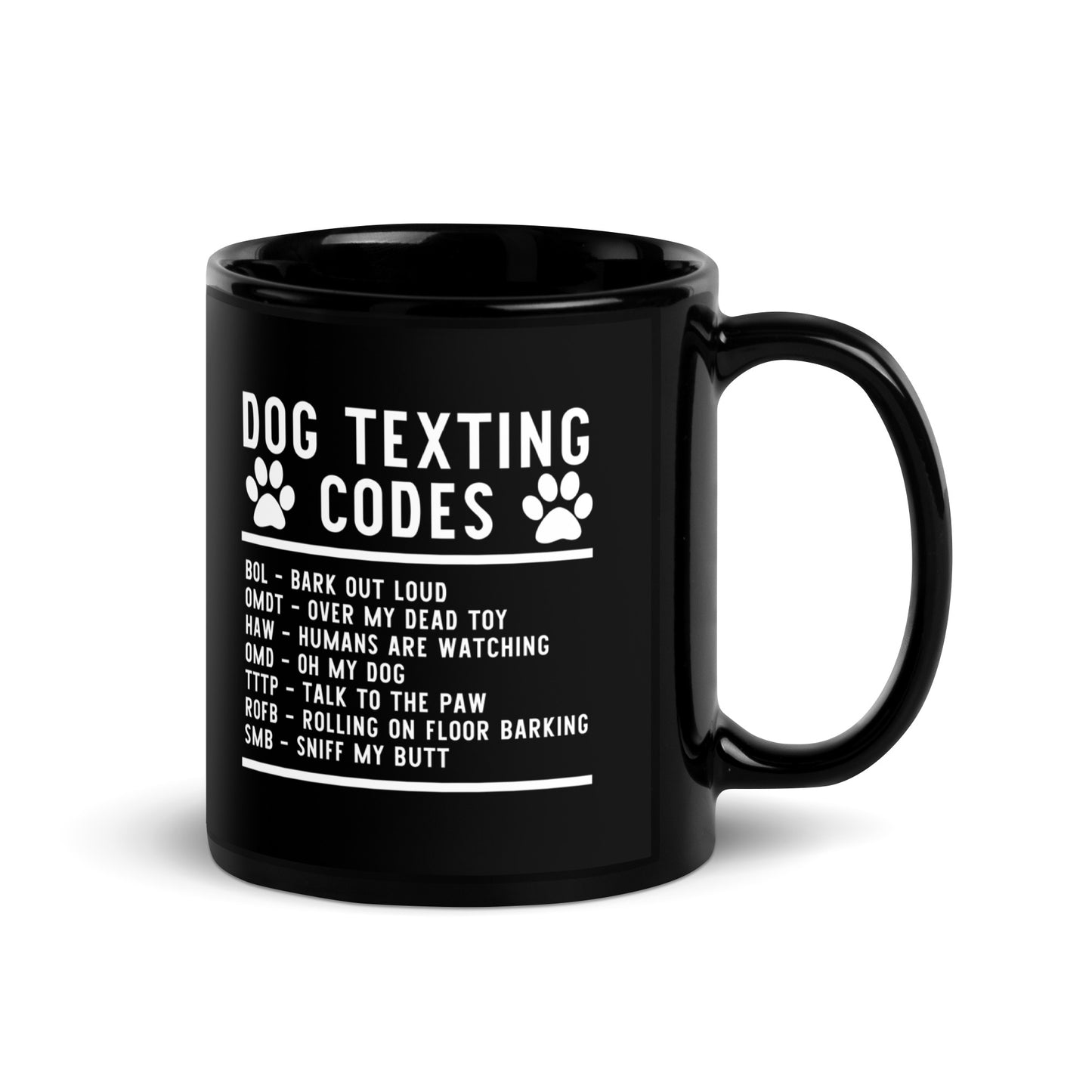 Dog Texting Codes Funny Black Glossy Mug