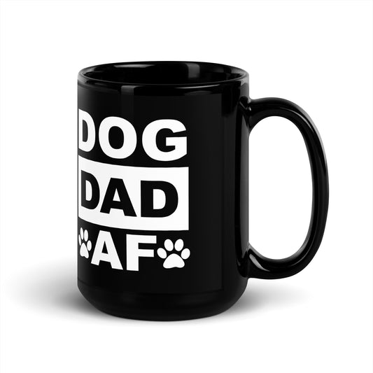 Dog Dad AF Black Glossy Mug