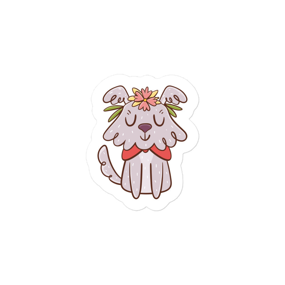 Love Dog and Flower Bubble-free stickers