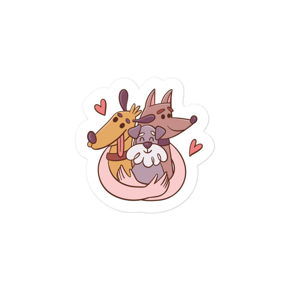 Cuddle Time with Furry Friends Bubble-free stickers