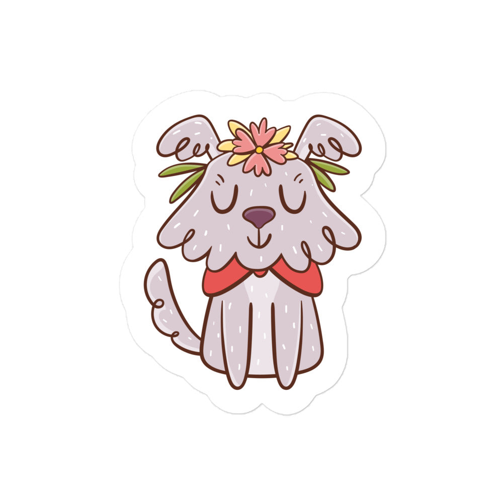 Love Dog and Flower Bubble-free stickers