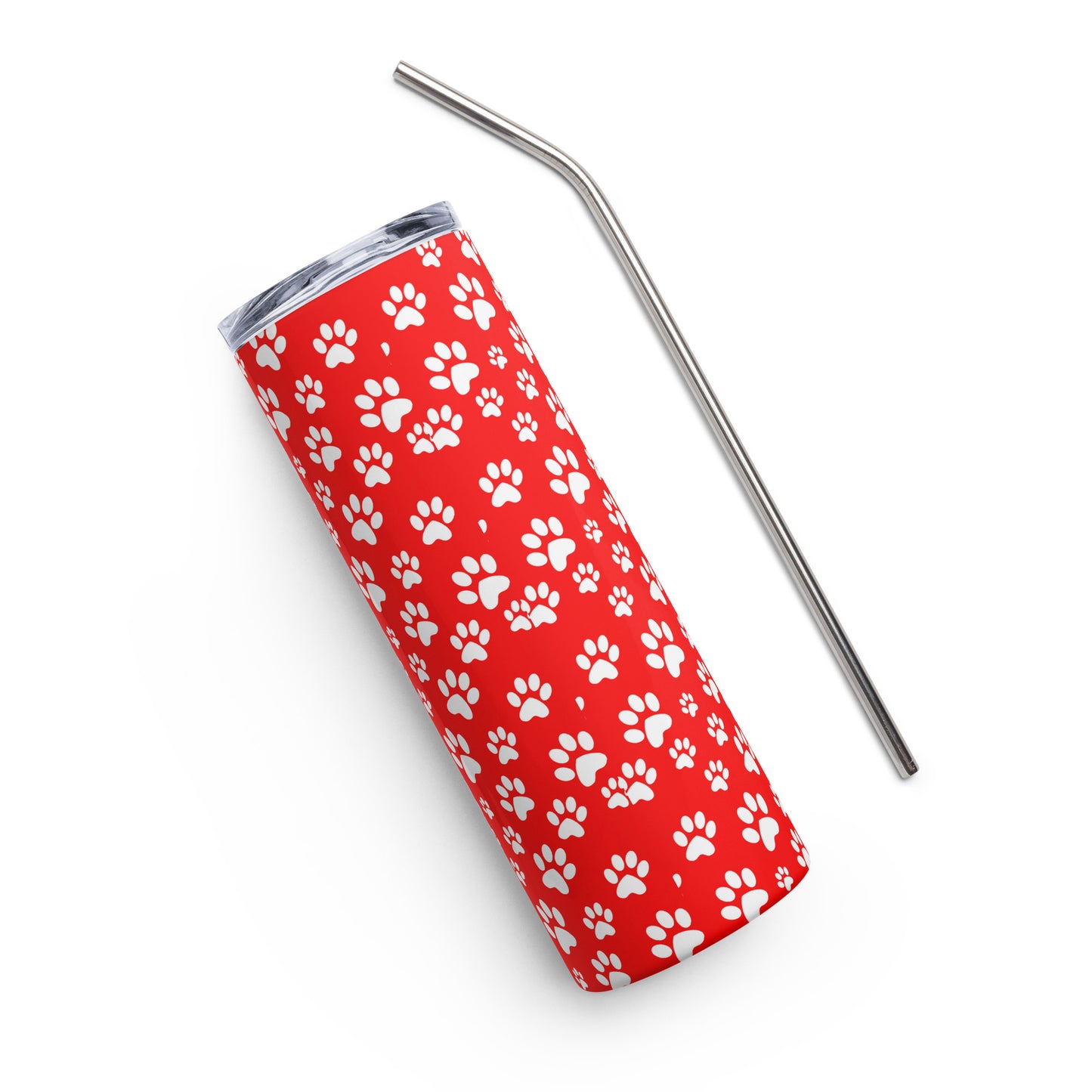 Paw Prints Red Stainless Steel Tumbler