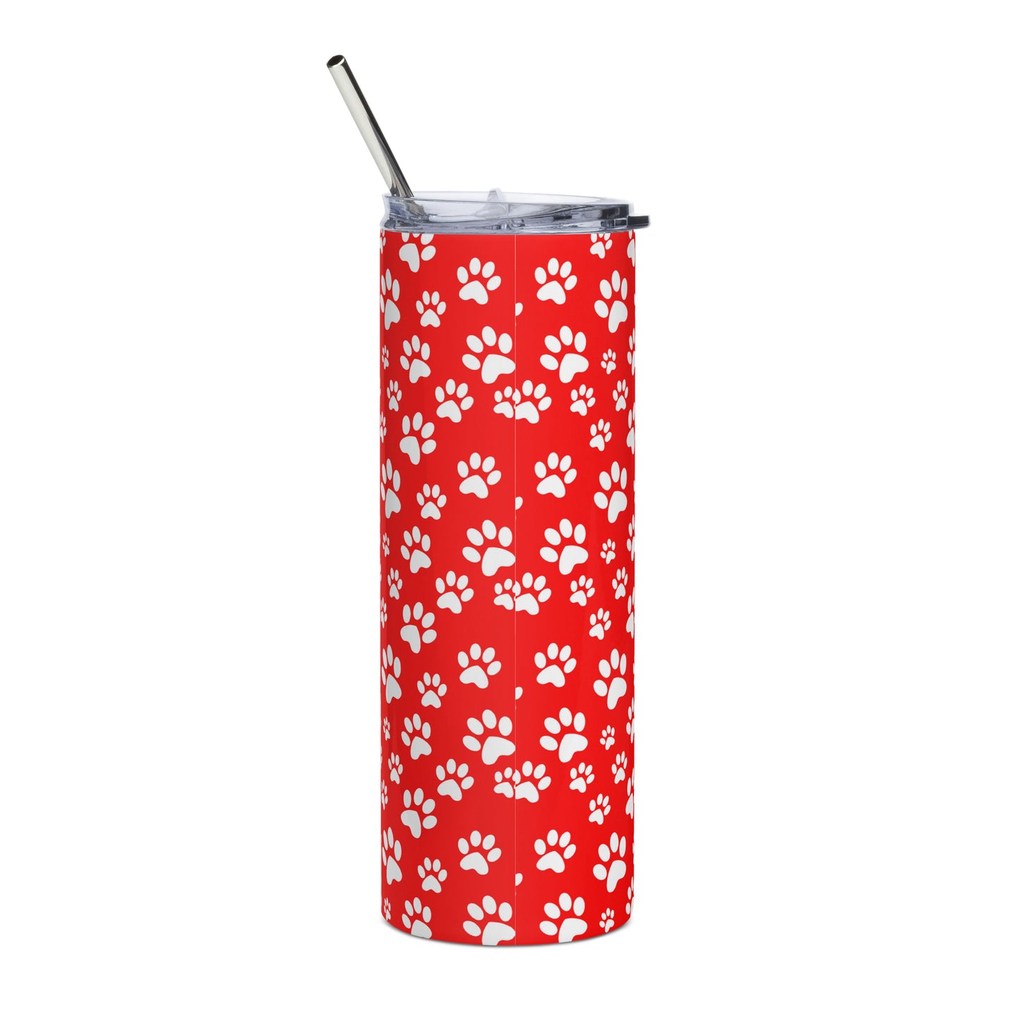 Paw Prints Red Stainless Steel Tumbler