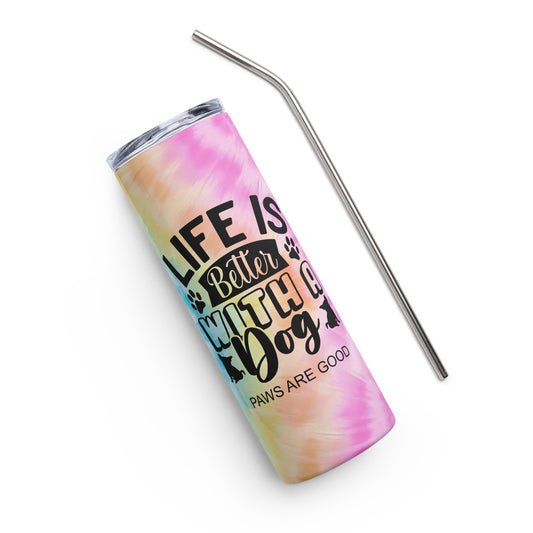 Life is Better with a Dog Tie Dye Full Print Tumbler