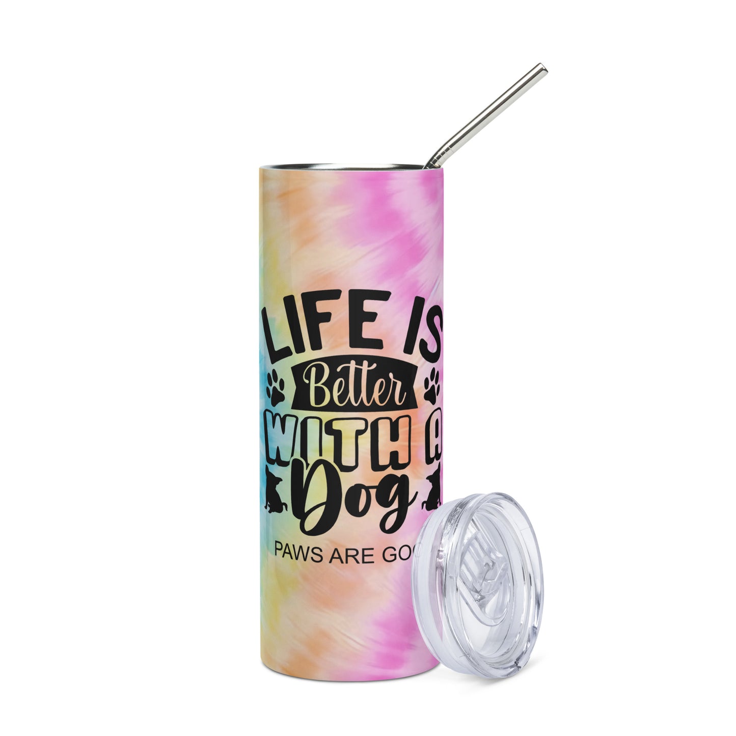 Life is Better with a Dog Tie Dye Full Print Tumbler