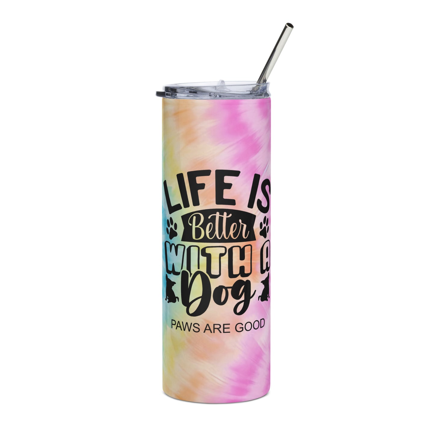 Life is Better with a Dog Tie Dye Full Print Tumbler