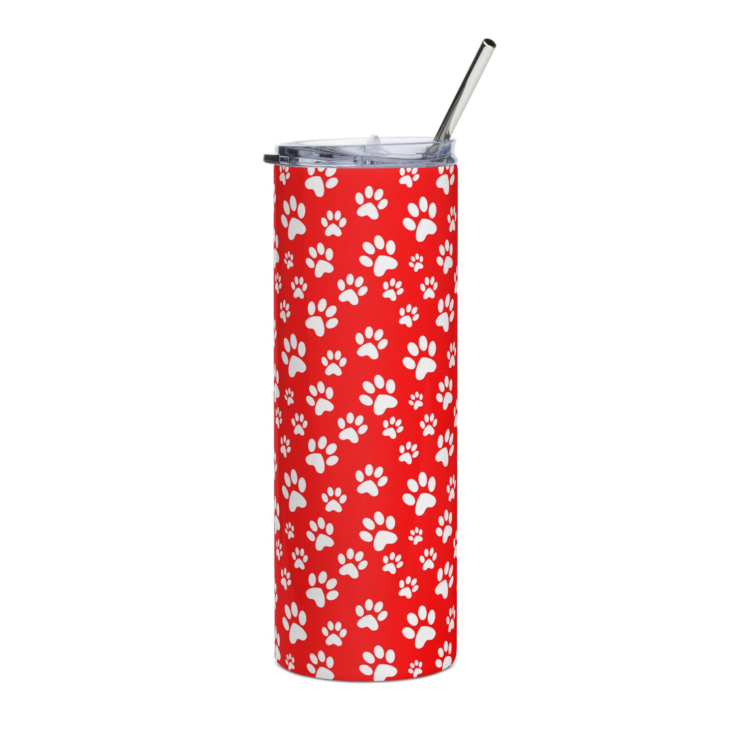 Paw Prints Red Stainless Steel Tumbler