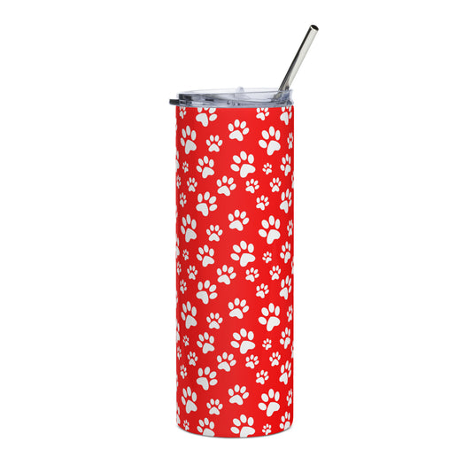 Paw Prints Red Stainless Steel Tumbler