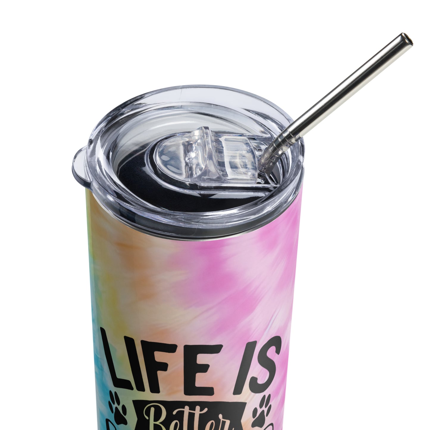Life is Better with a Dog Tie Dye Full Print Tumbler